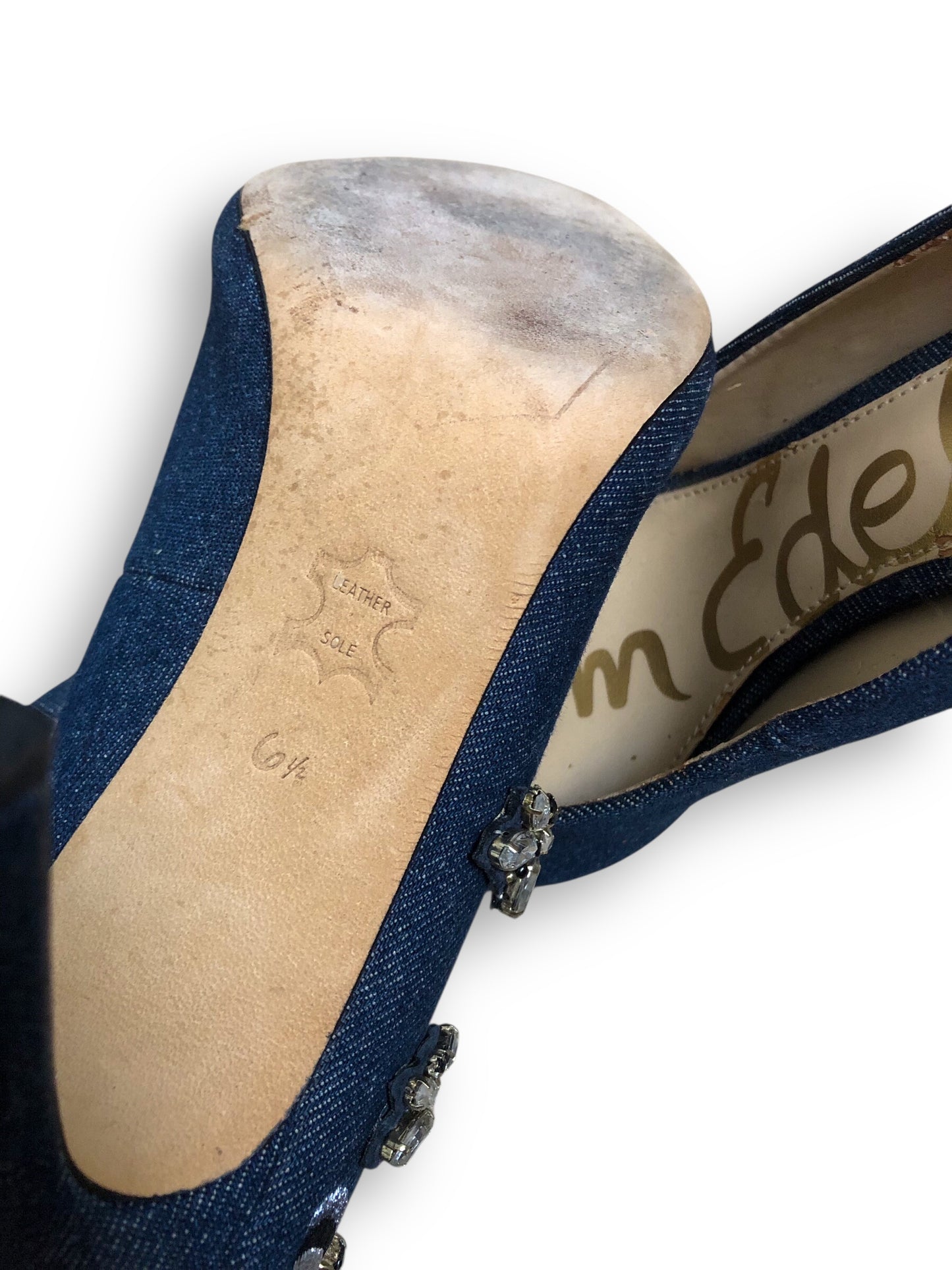 Sam Edelman Denim Rhinestone Heels (6.5)