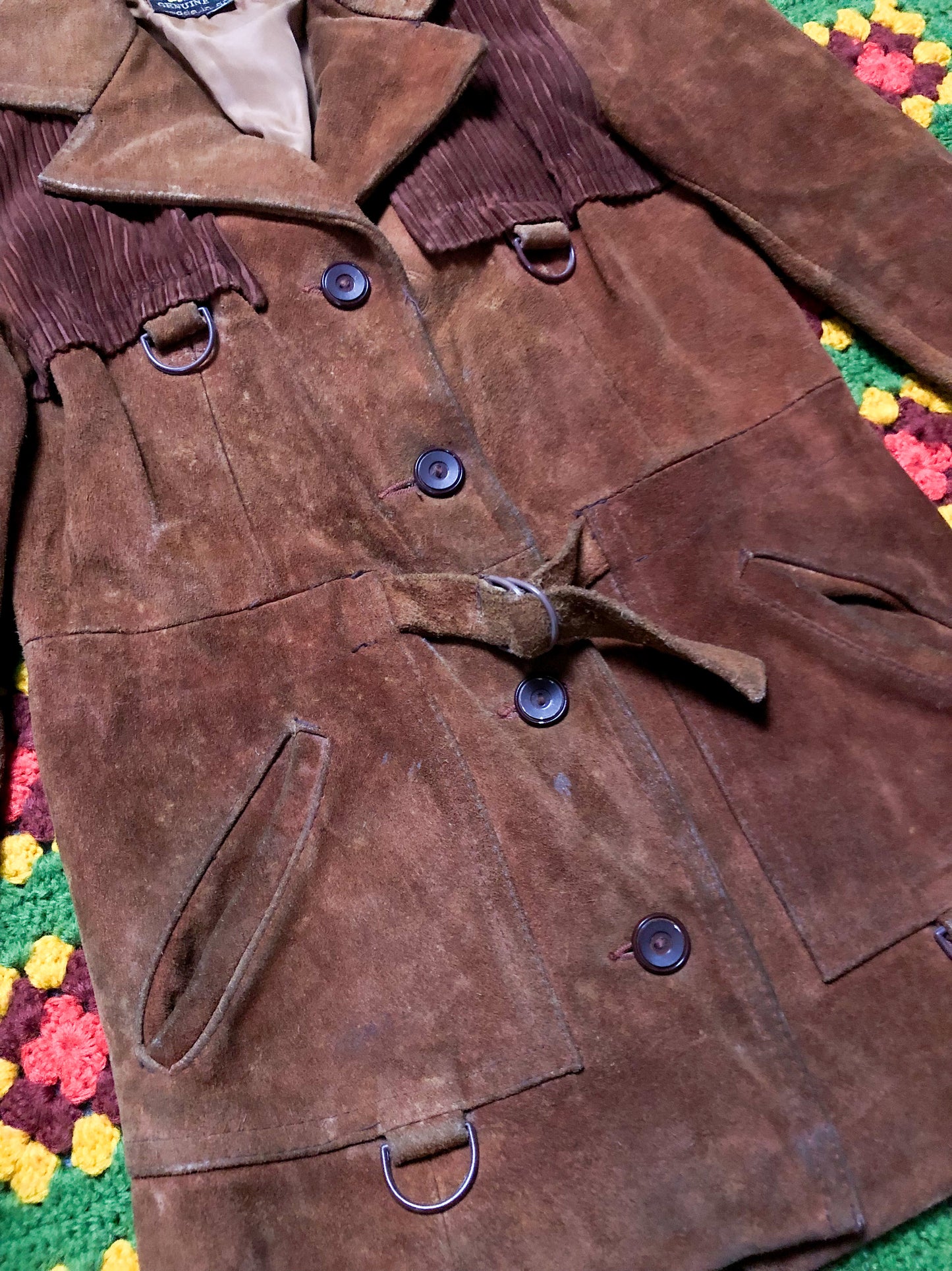 70’s Split End Ltd Chestnut Brown Suede Leather Jacket (XXS/XS)
