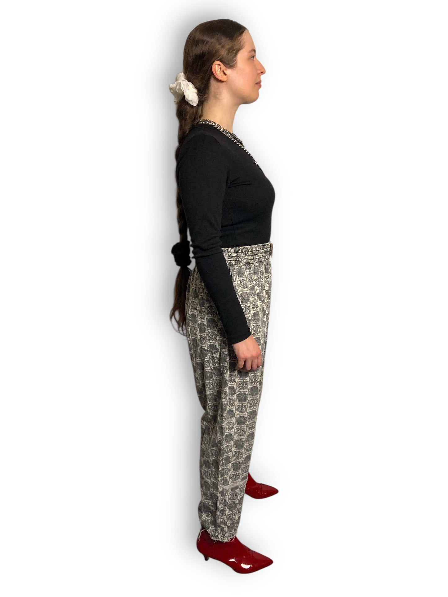 80’s Way Out Gray and White Patterned Pants (M/L)
