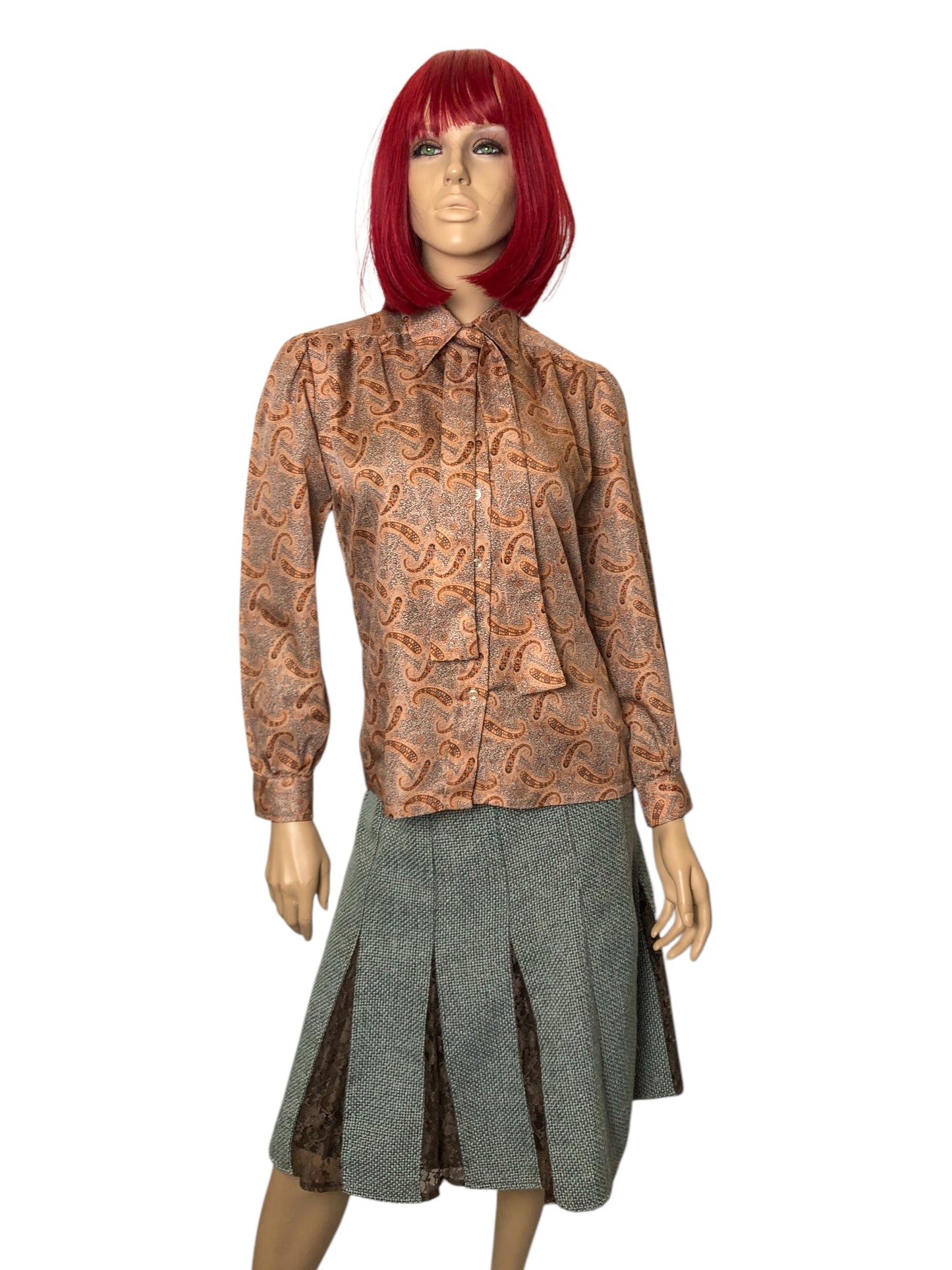 70’s R.D. #2 Brown Paisley Print Blouse (L)