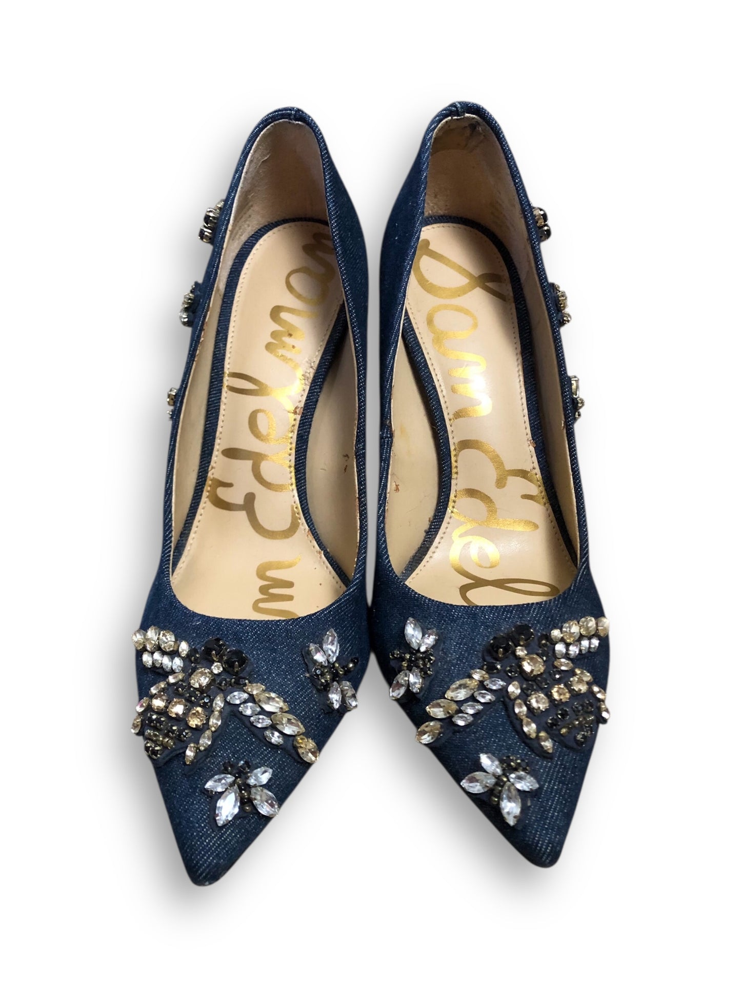 Sam Edelman Denim Rhinestone Heels (6.5)