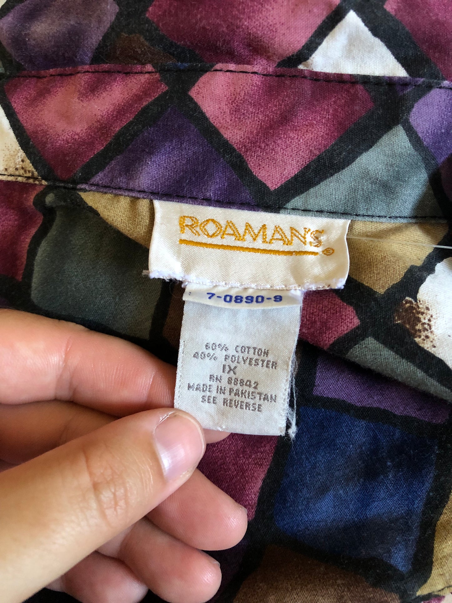 Y2K Roaman’s Colorful Checkerboard Button Down Shirt (XL/2X)