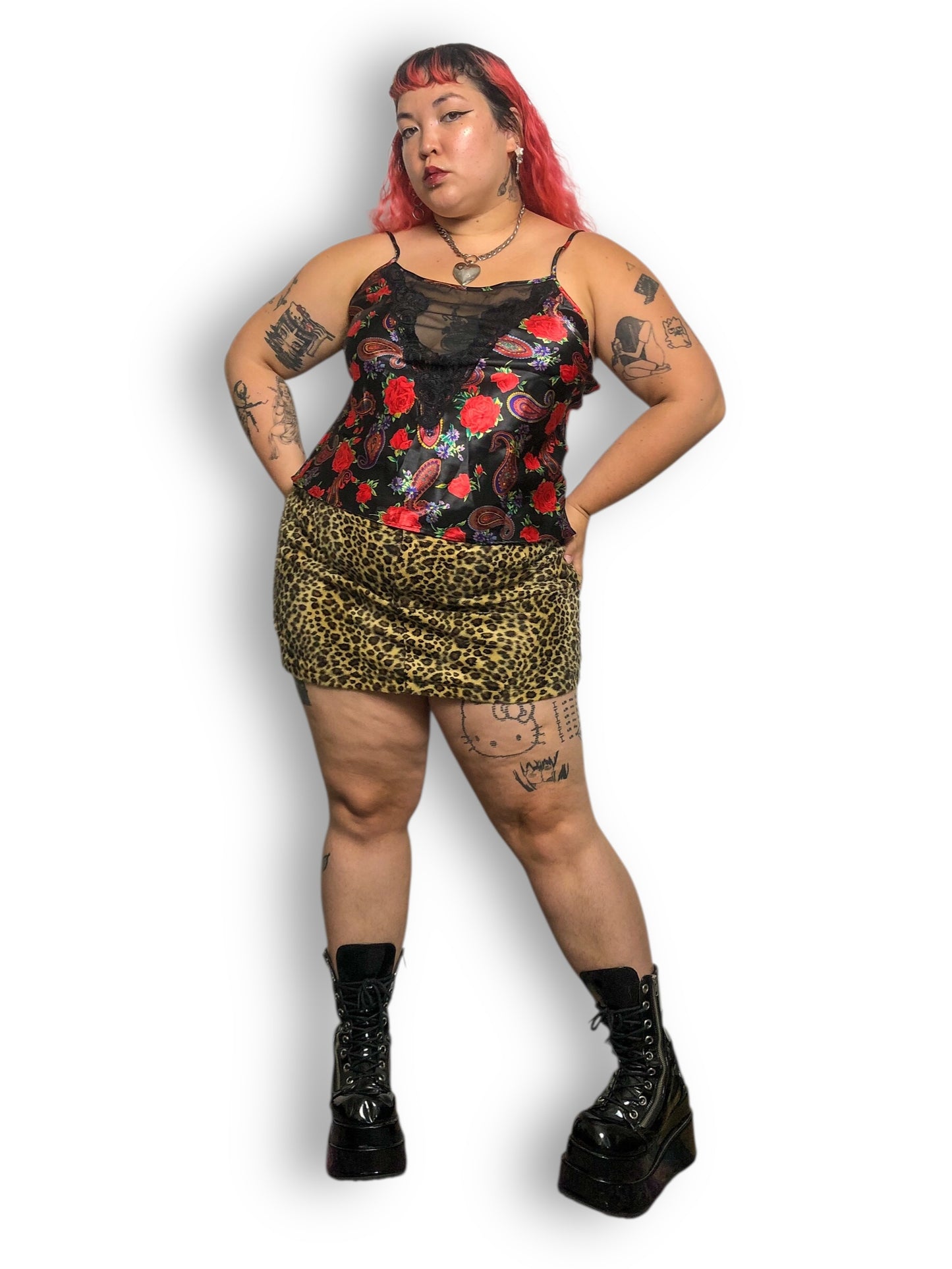 90’s Delicates Black Floral Paisley Tank Top (XL)