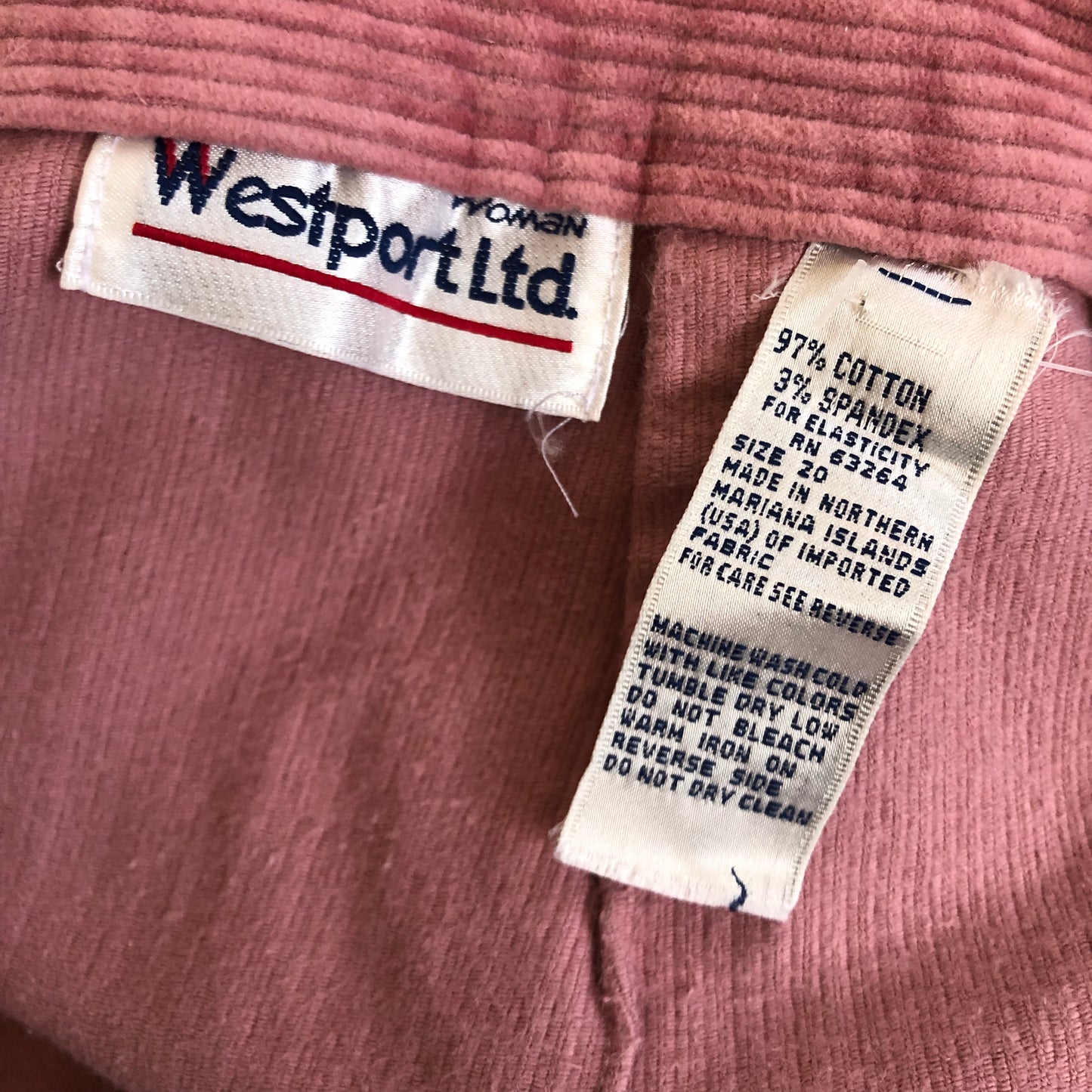 90’s Westport Ltd Rose Pink Corduroy Stirrup Pants (XL/2X)
