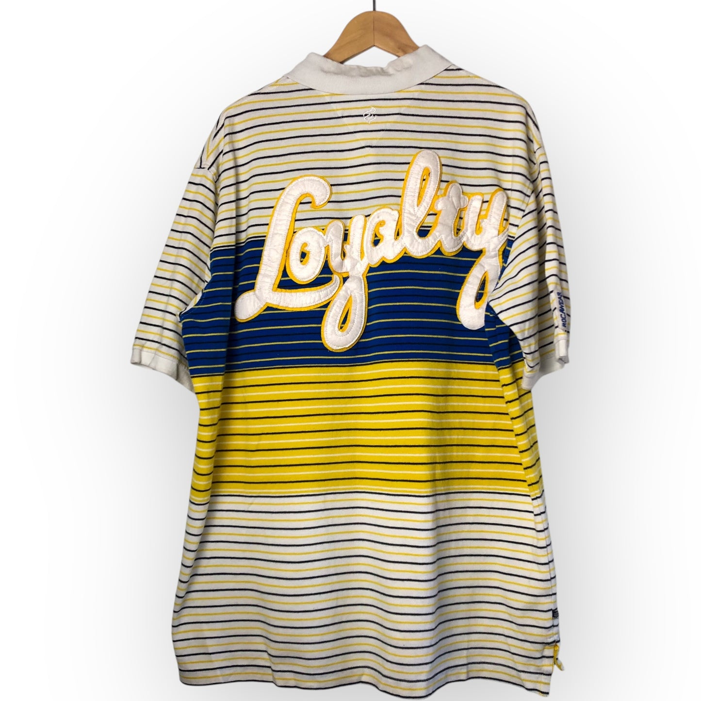 Y2K Rocawear White Striped Polo Shirt (XL)