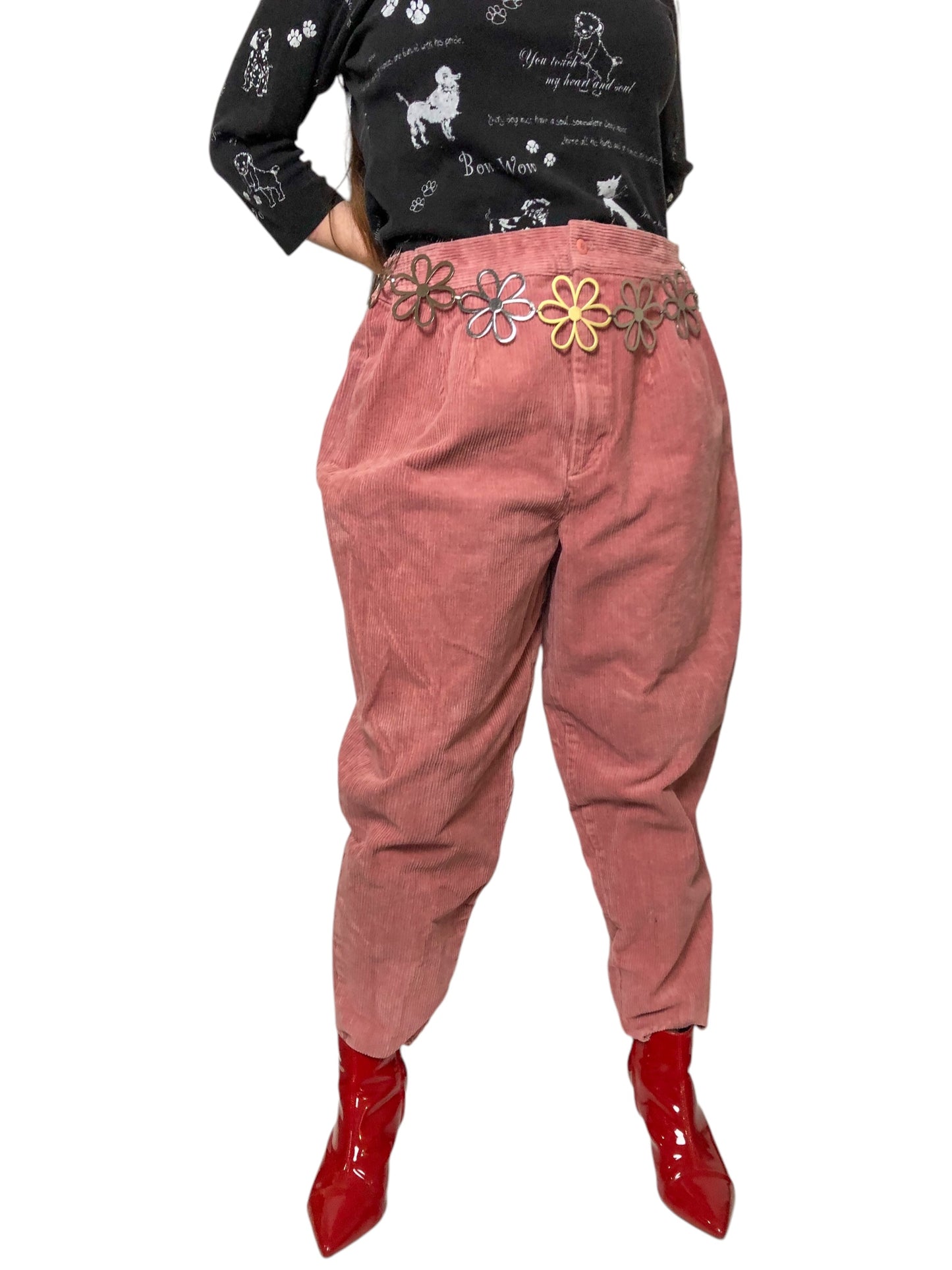 90’s Westport Ltd Rose Pink Corduroy Stirrup Pants (XL/2X)