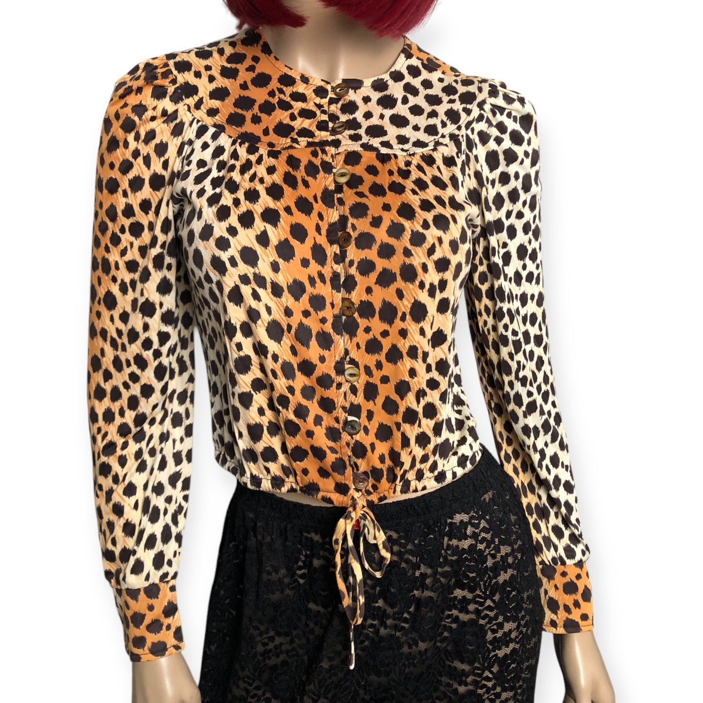 70’s Frank Lee of California Leopard Print Blouse (M)