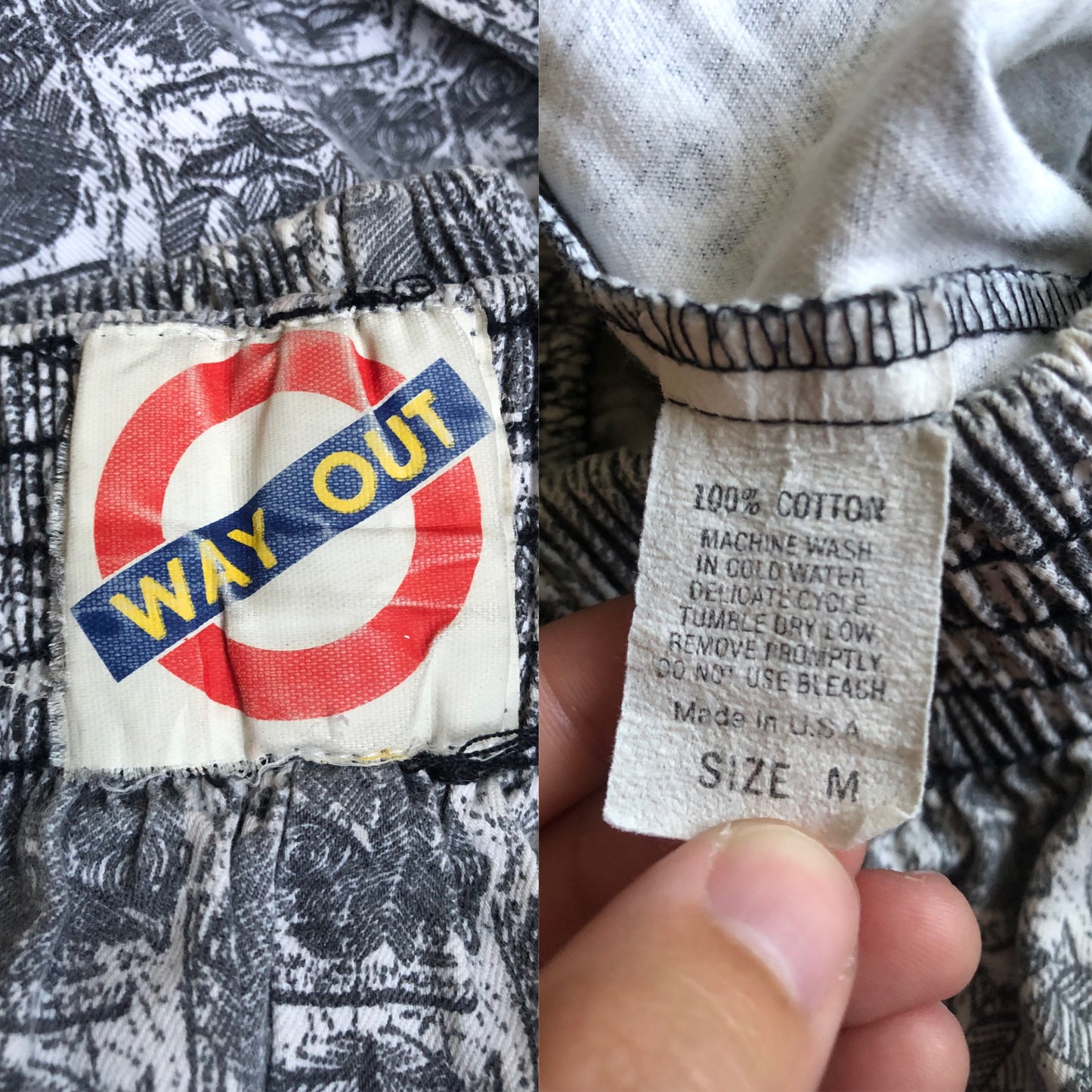 80’s Way Out Gray and White Patterned Pants (M/L)