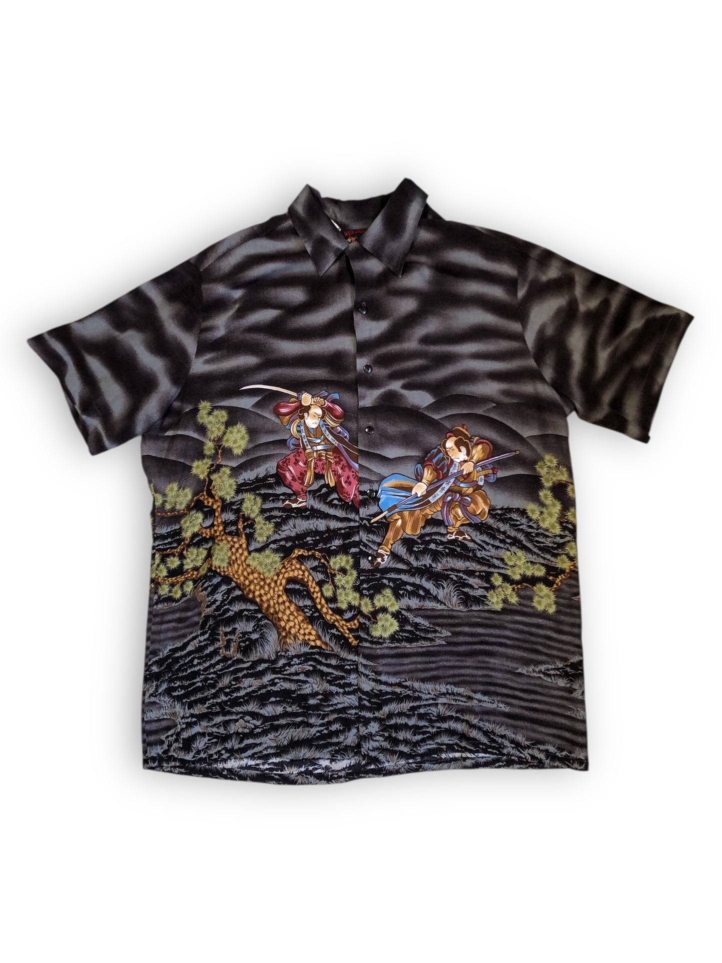 90’s Red Dragon by Kensington Graphic Print Button Down Shirt (L)