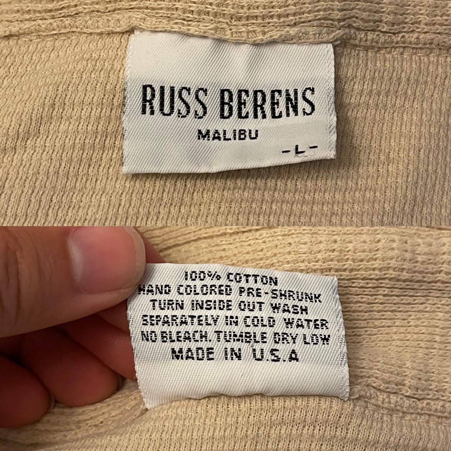 80’s/90’s Russ Berens Cream Knit Button Down Shirt (L)