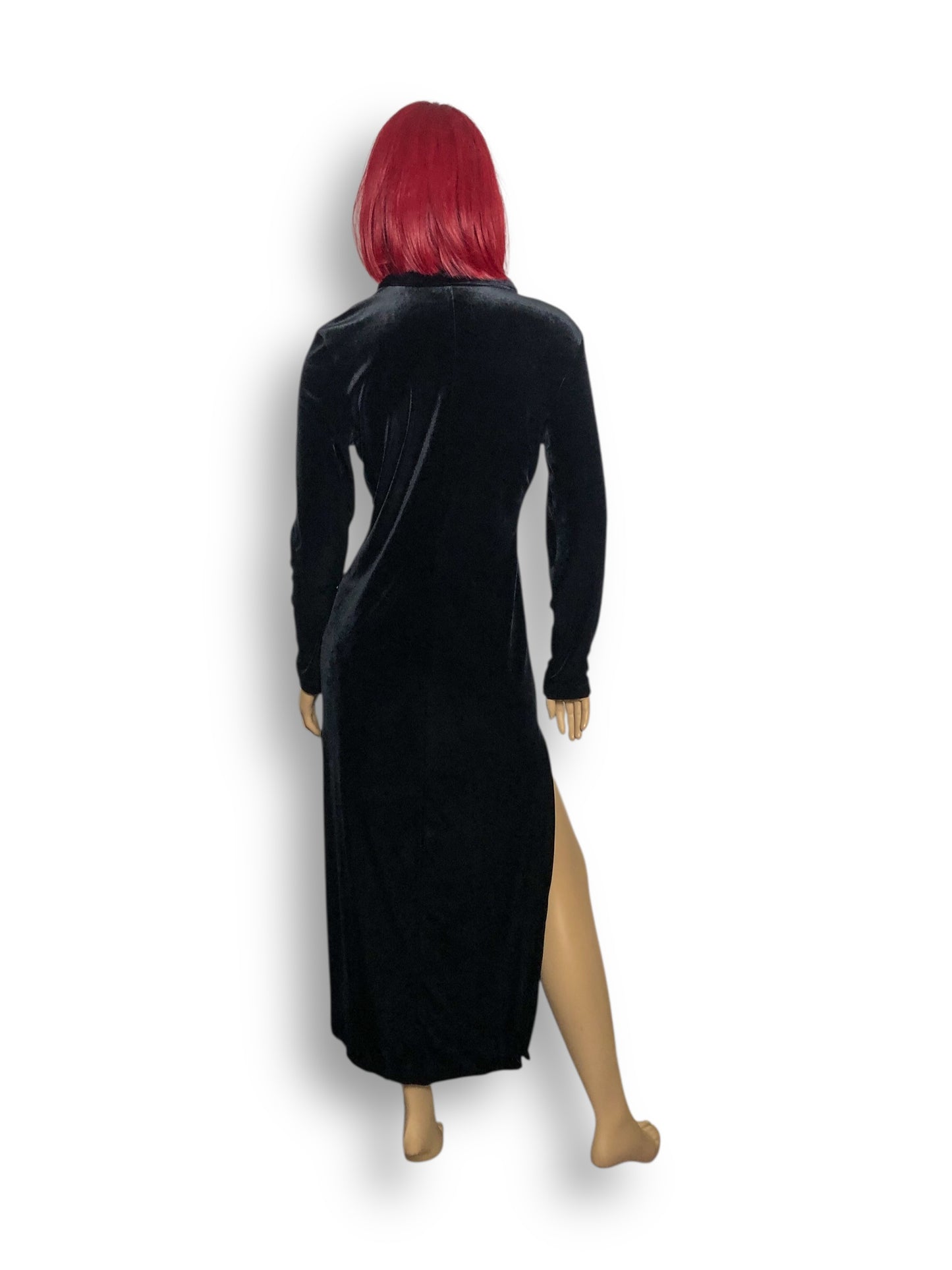 Y2K Be Smart Black Velvet Duster Cardigan (M)
