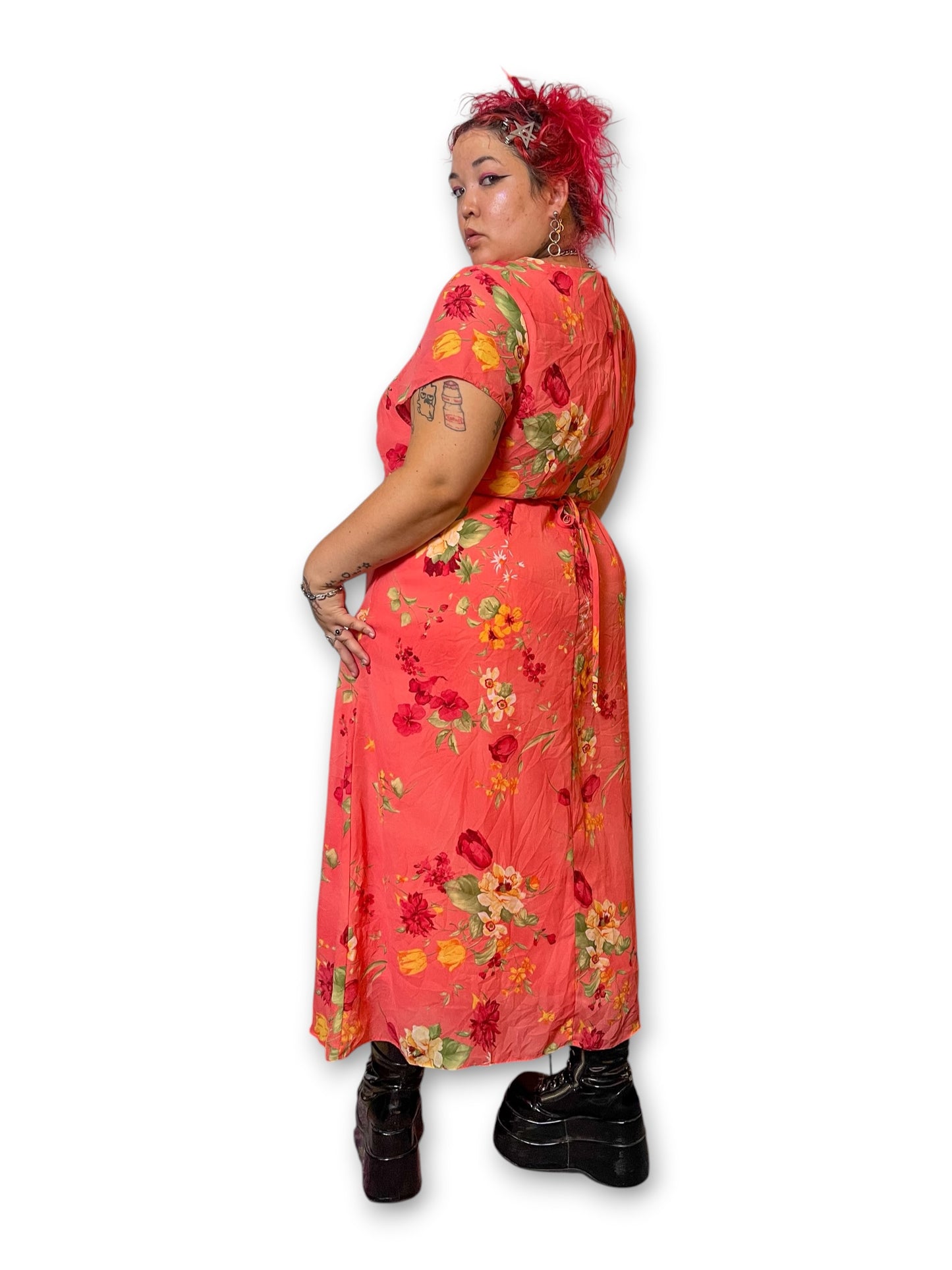 Y2K Floral Pink Maxi Dress (2X)