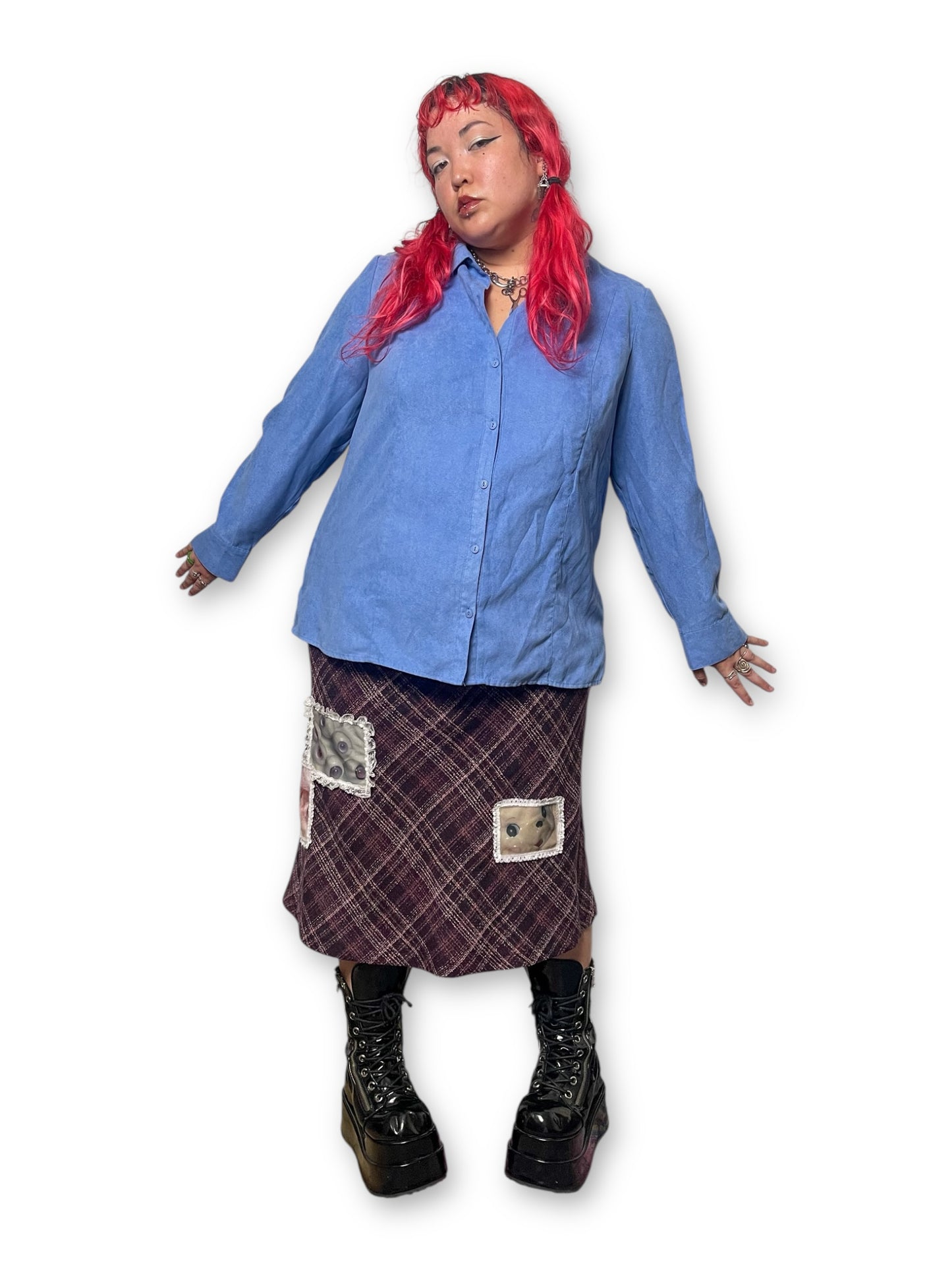 Y2K Faux Suede Button Down Shirt (1X)