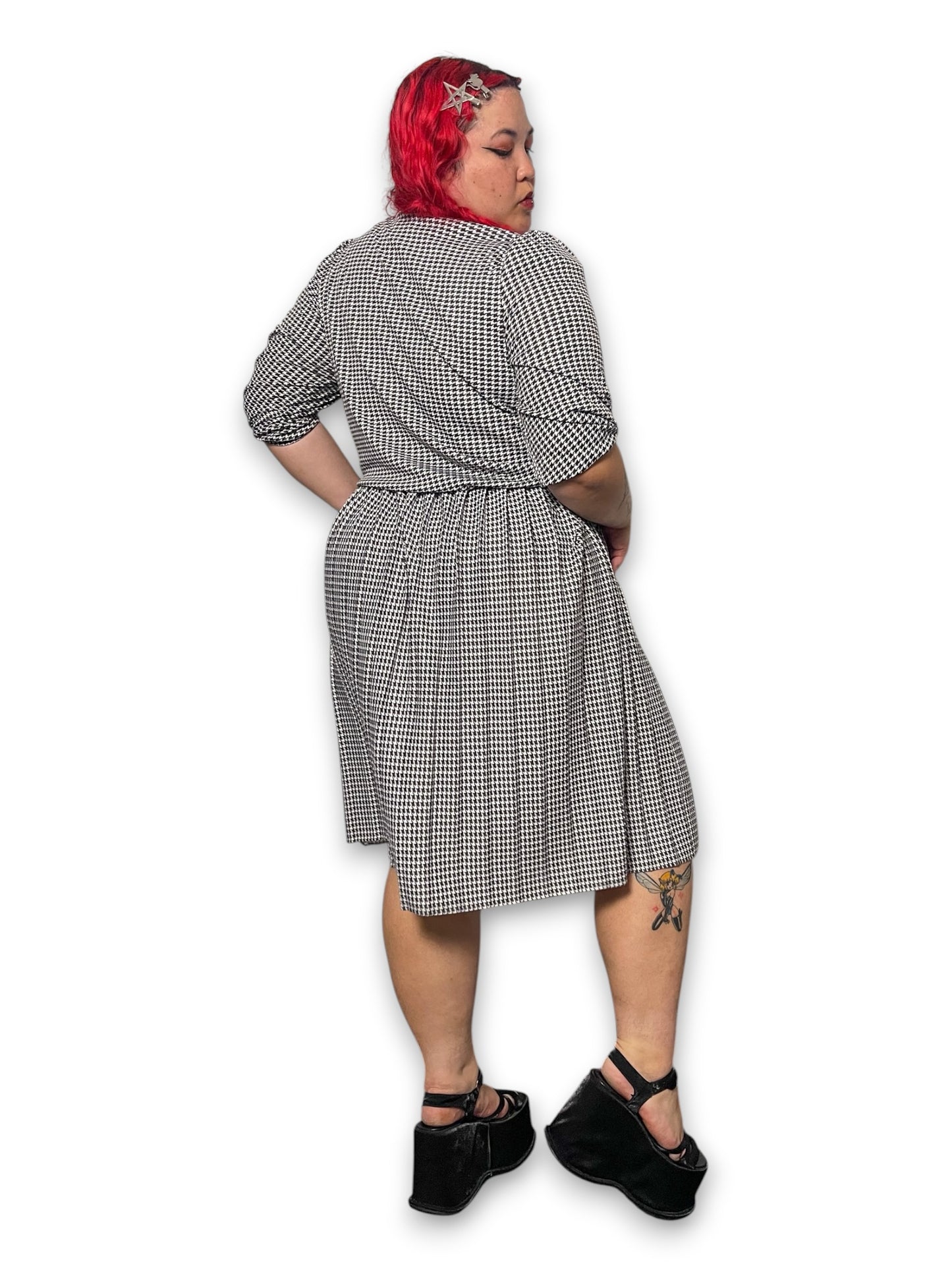 80’s Retro Houndstooth Dress (1X)