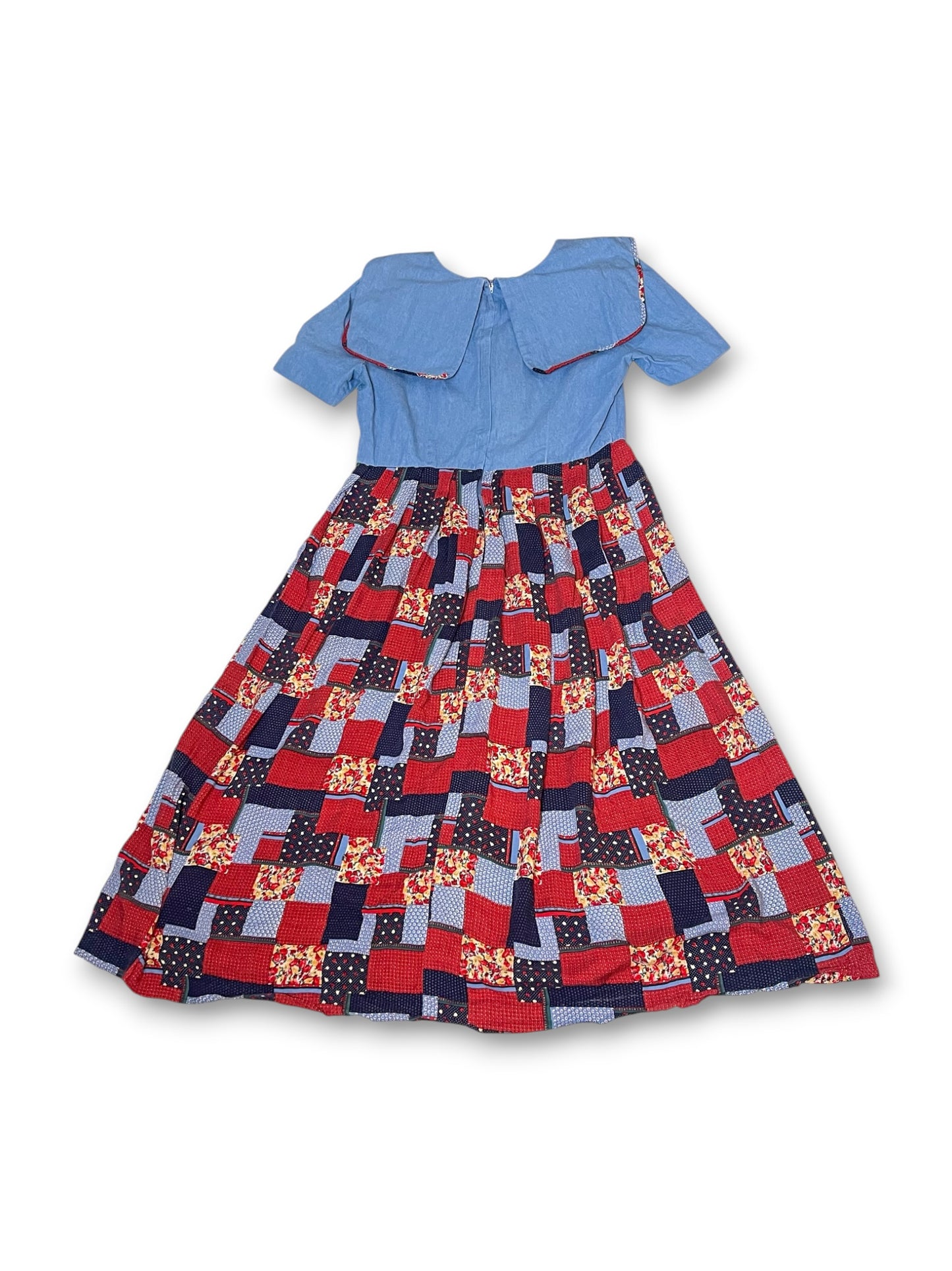70’s/80’s Retro Patchwork Prairie Dress (L/XL)