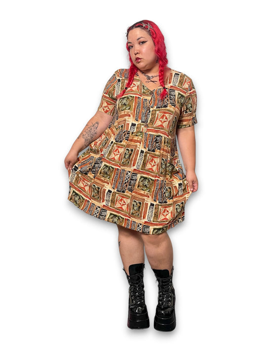 90’s/Y2K Boho Print Dress (XL/1X)