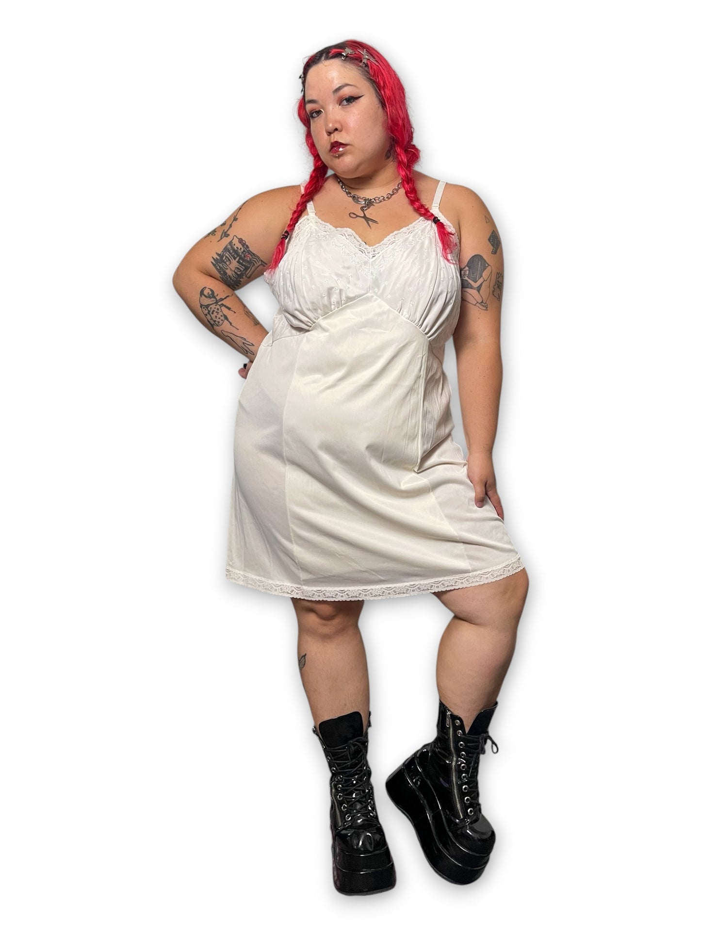70’s White Slip Dress (2X)