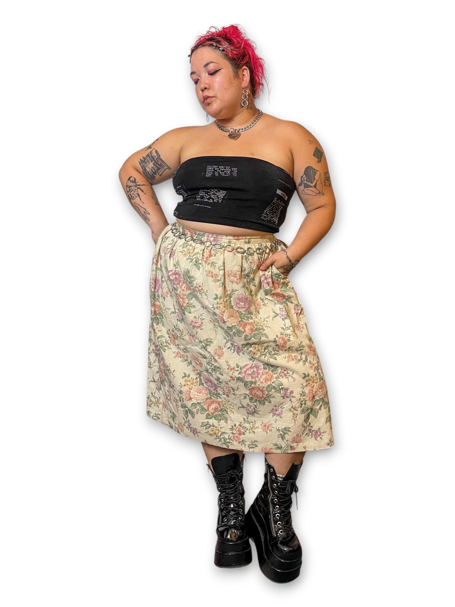 80’s/90’s Floral Cottage Pencil Skirt (XL/1X)