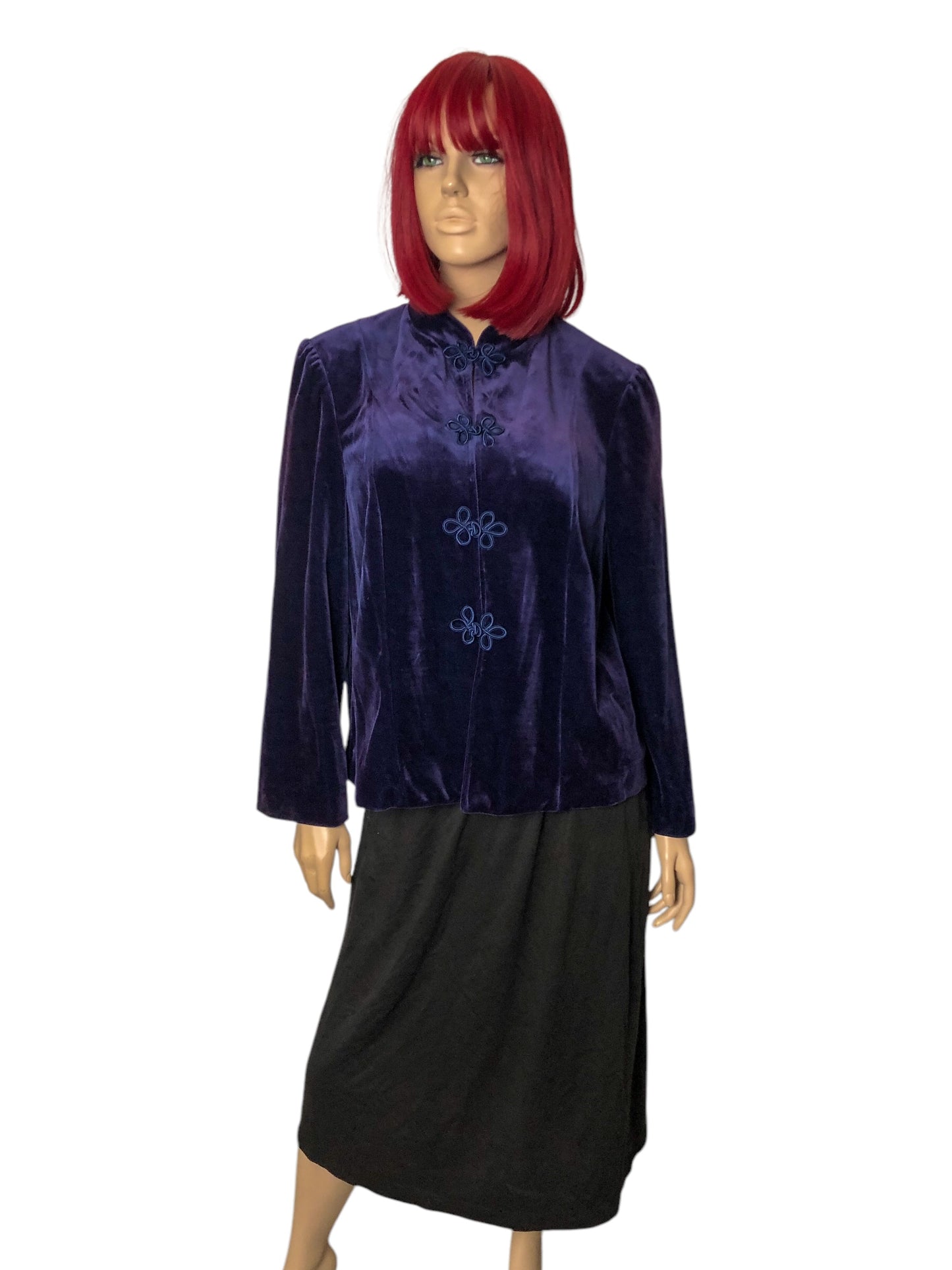 70’s/80’s Miss Accent by Act III Navy Blue Velvet Blazer (L/XL)