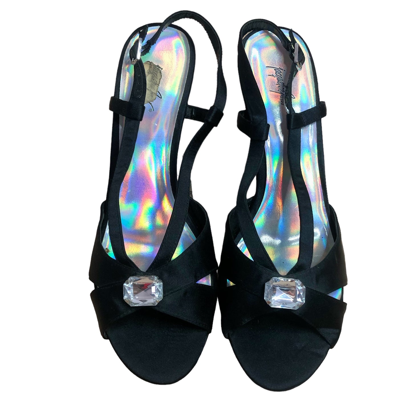 90’s/Y2K Jacqueline Ferrar Black Strappy Satin Heels (10)