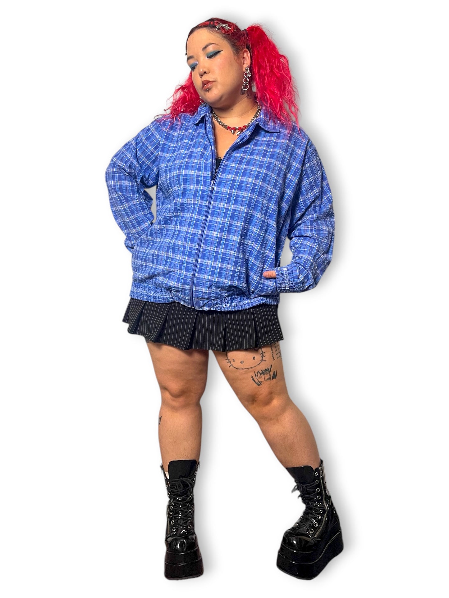 Y2K/Modern National Blue Plaid Shacket (3X)