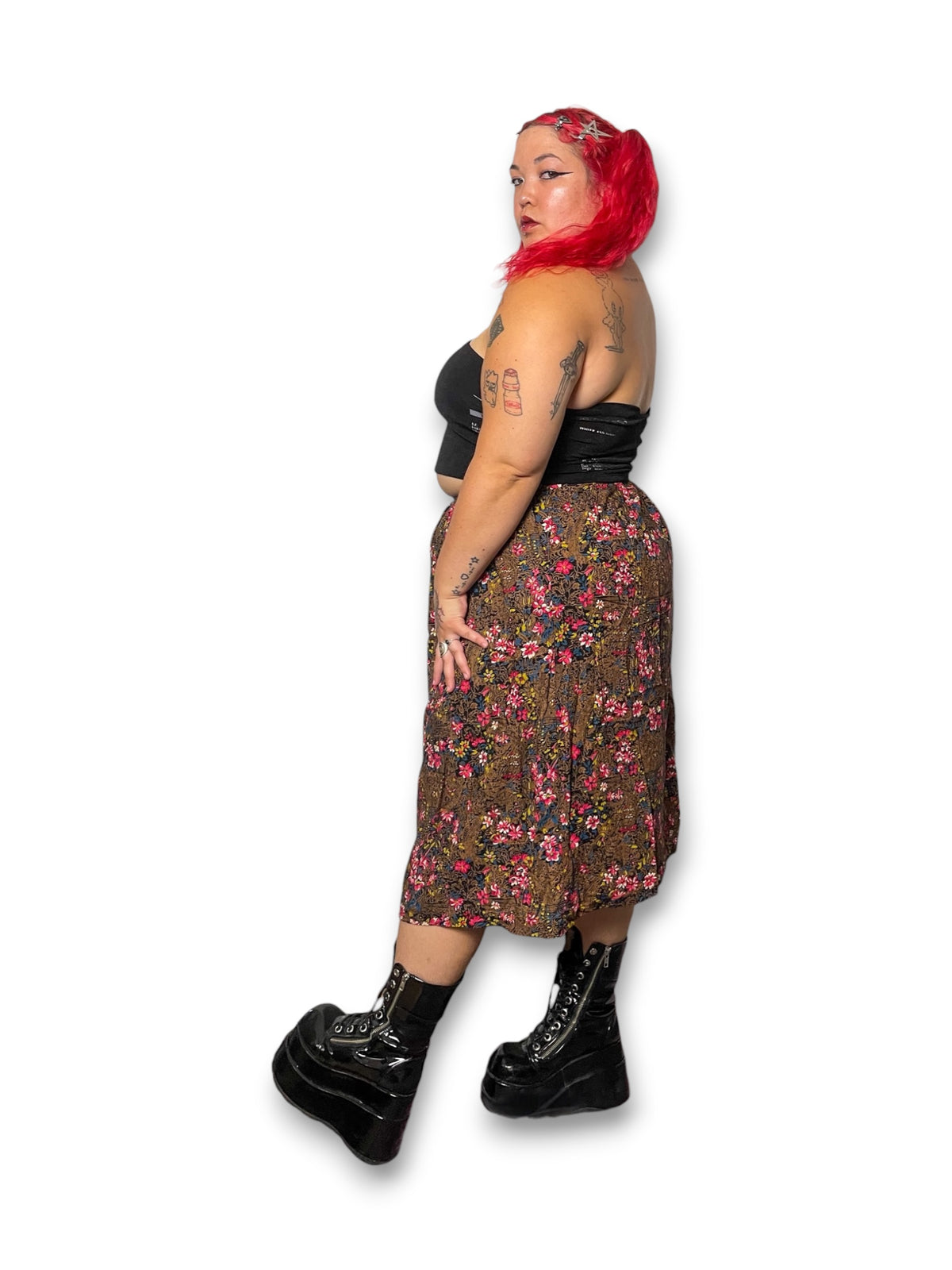 80’s/90’s Boho Floral Print Skirt (XL)