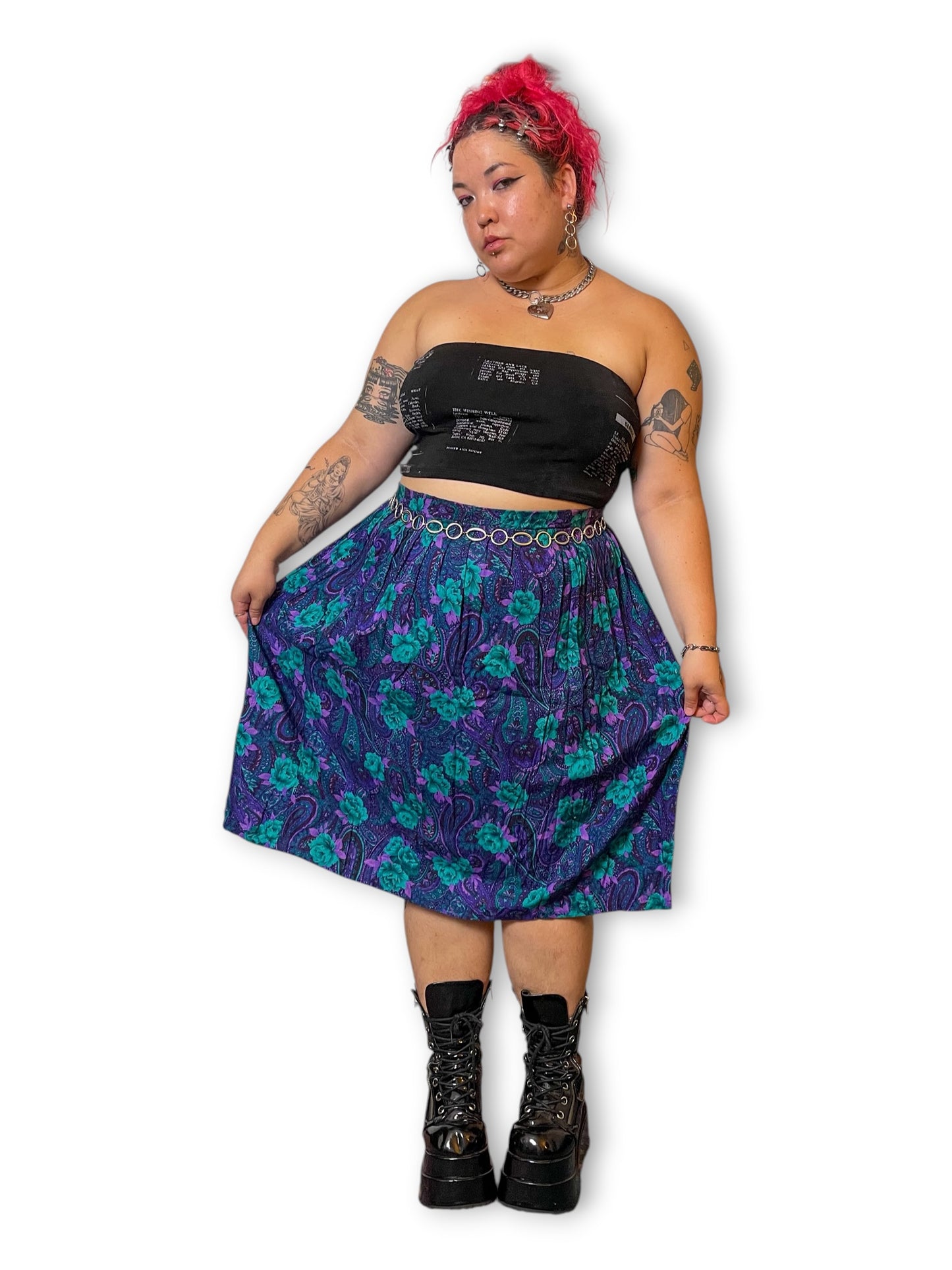 80’s/90’s Retro Floral Paisley Skirt (1X/2X/3X)