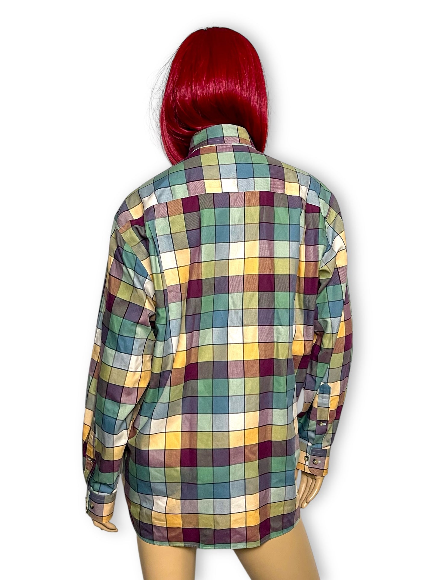 Y2K/Modern Paul Frederick Pastel Checkered Print Button Down Shirt (M/L)