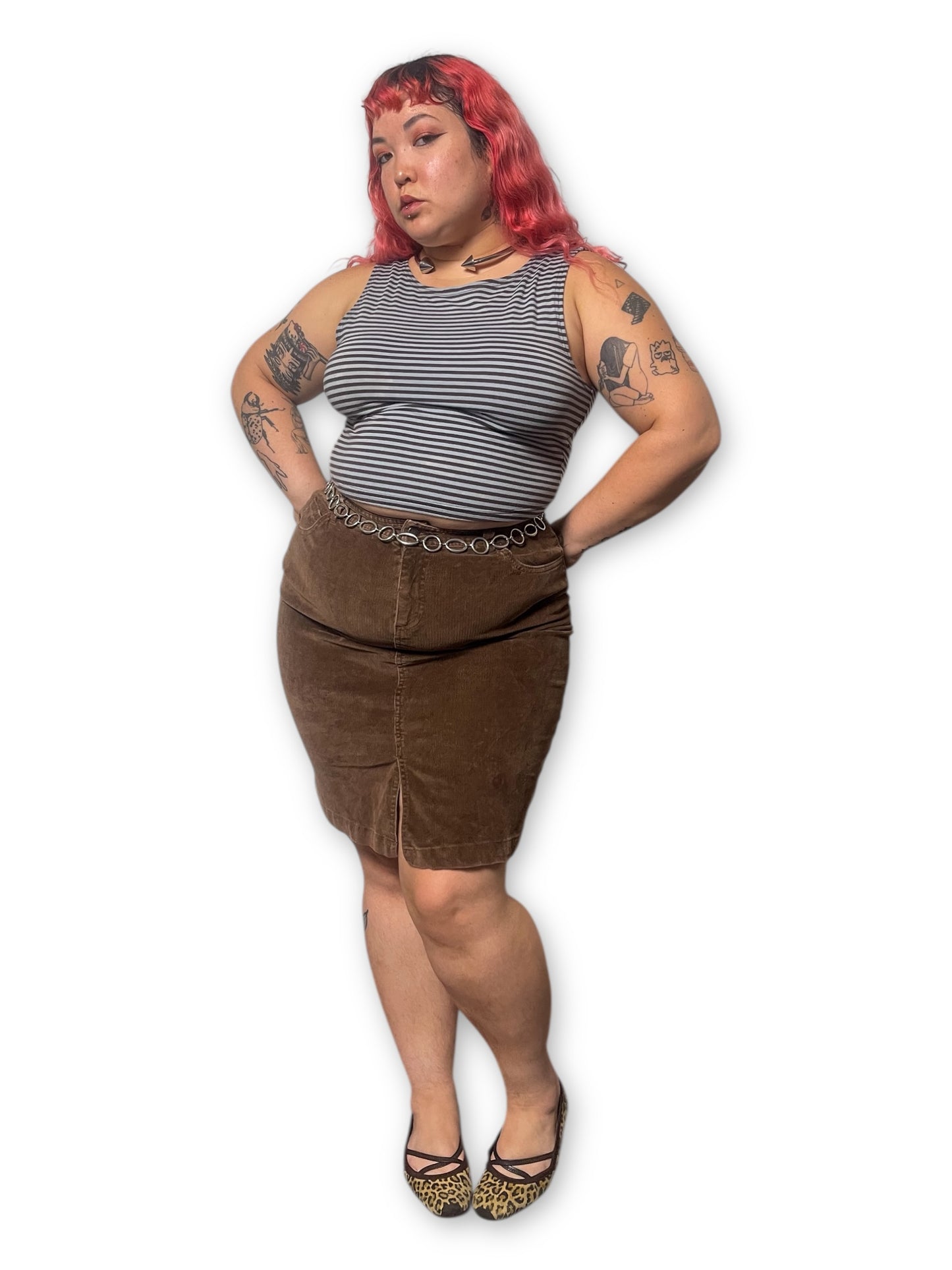 Y2K/Modern Brown Corduroy Skirt (XL)