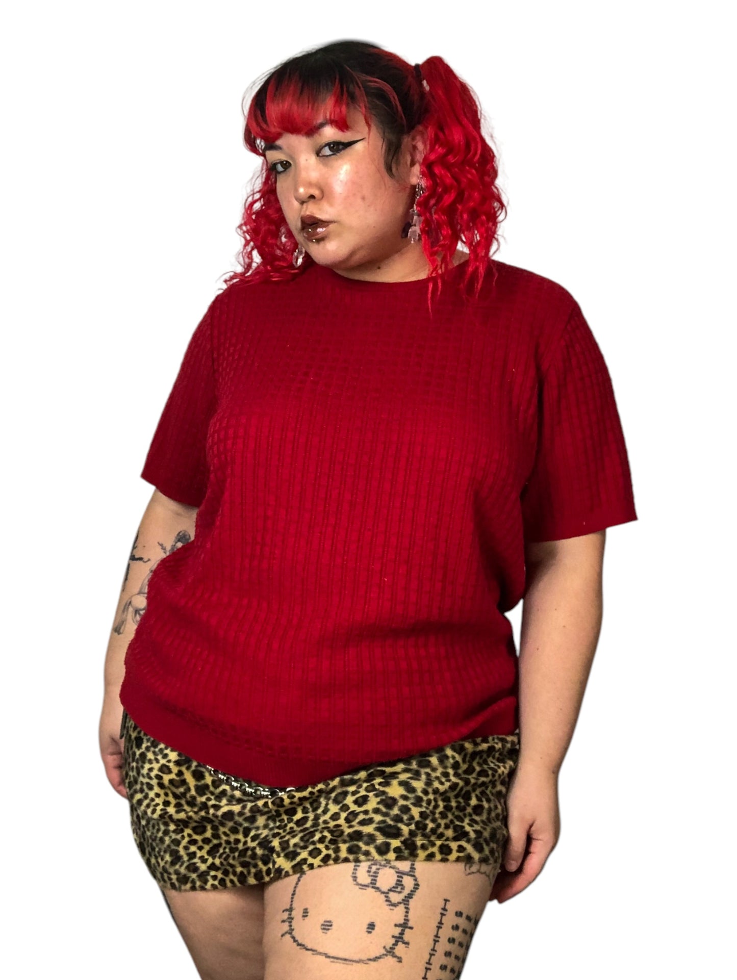 Y2K Alfred Dunner Red Knit Shirt (2X)