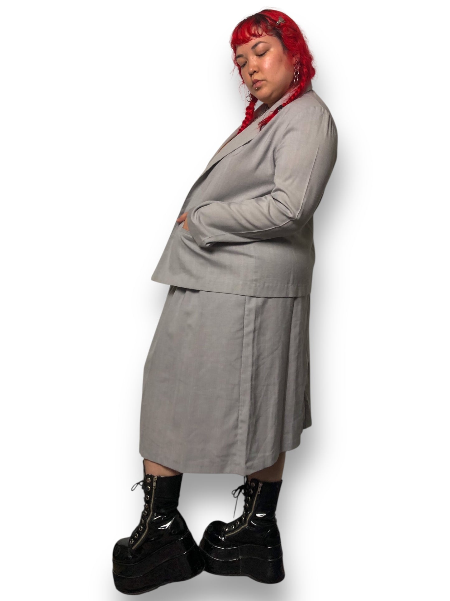 80’s/90’s Punch-Line Gray Skirt Suit (XL)
