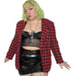 90’s/Y2K Jacqueline Ferrar Black and Red Gingham Plaid Blazer (XL)