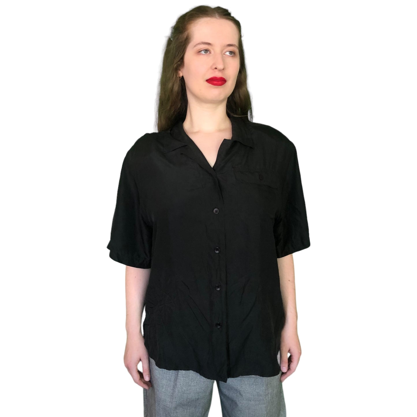 90’s Christie & Jill Black Silk Blouse (L)