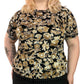 Y2K Jaclyn Smith Brown and Black Floral Print Shirt (2X)