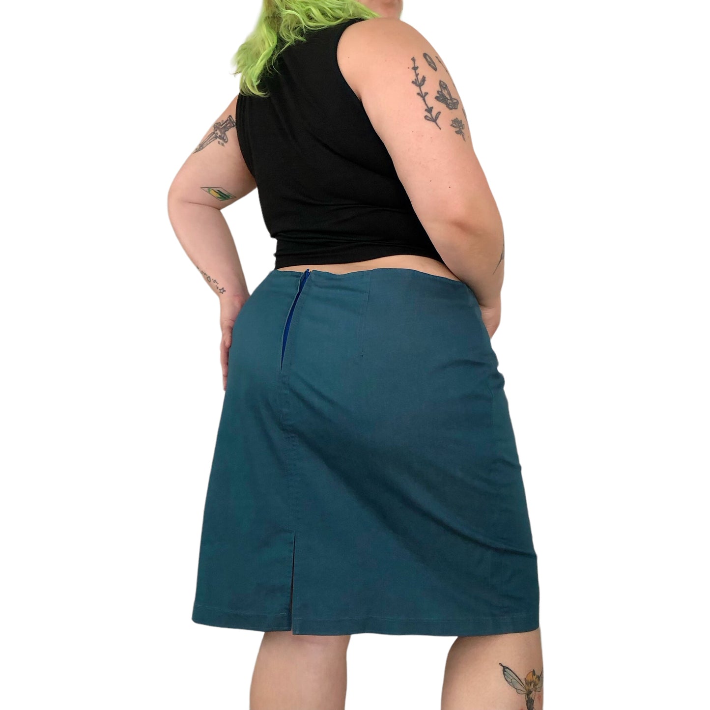 90’s/Y2K Teal Blue Pencil Skirt (2X/3X)