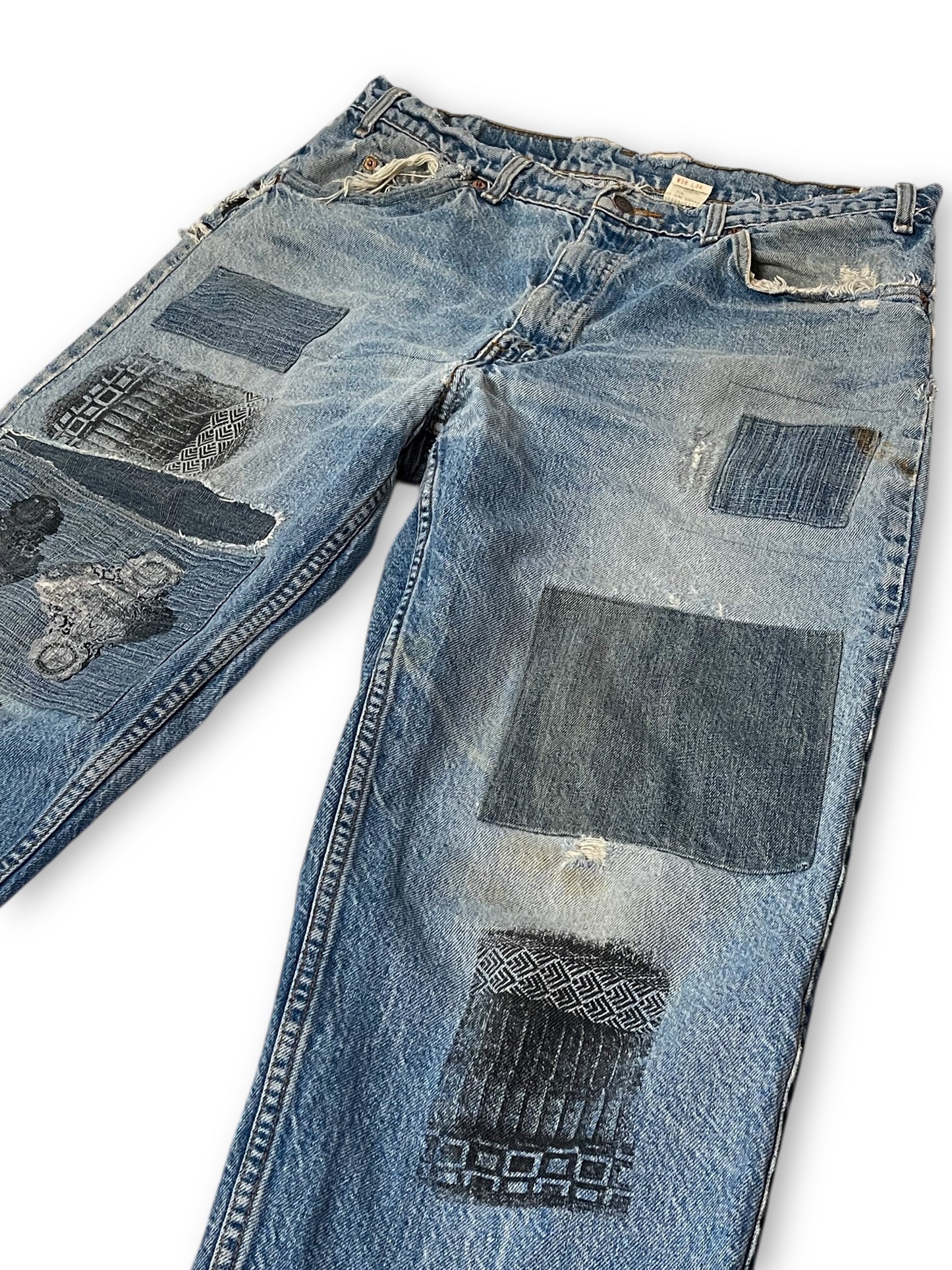 70’s/80’s Levi’s 505 Upcycled Denim Jeans (XL)