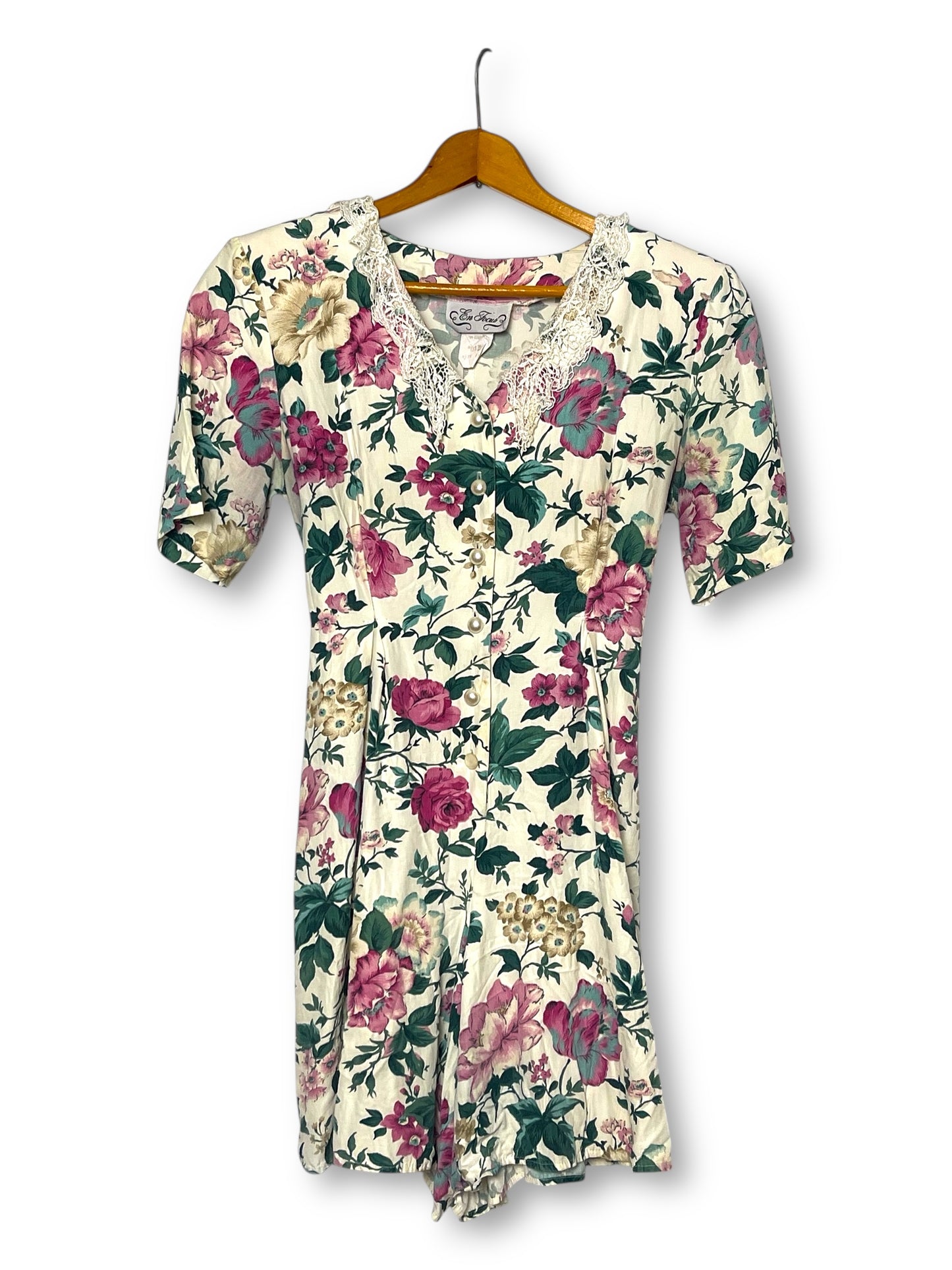 80’s En Focus White Floral Print Romper (M)