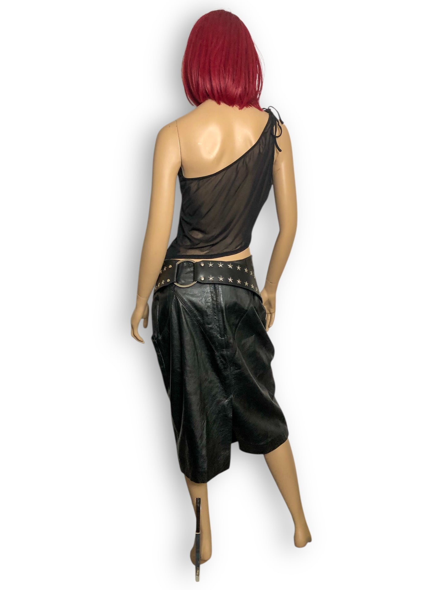 90’s/Y2K Black Leather Pencil Skirt (L)