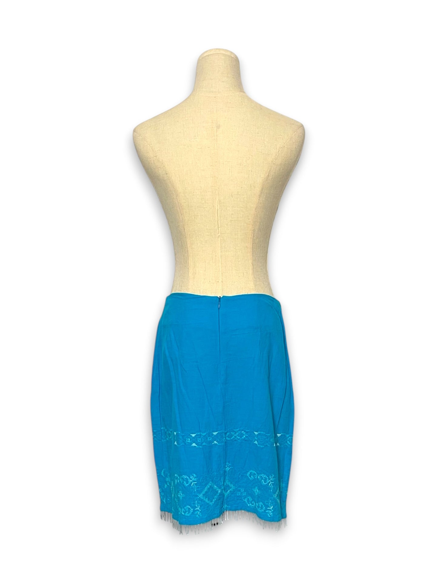 90’s/Y2K Turquoise Embroidered Skirt (S/M)