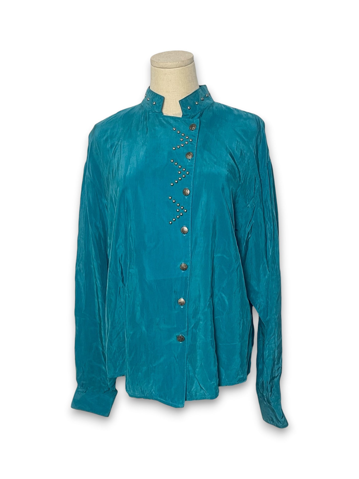 80’s Turquoise Retro Western Blouse (L)