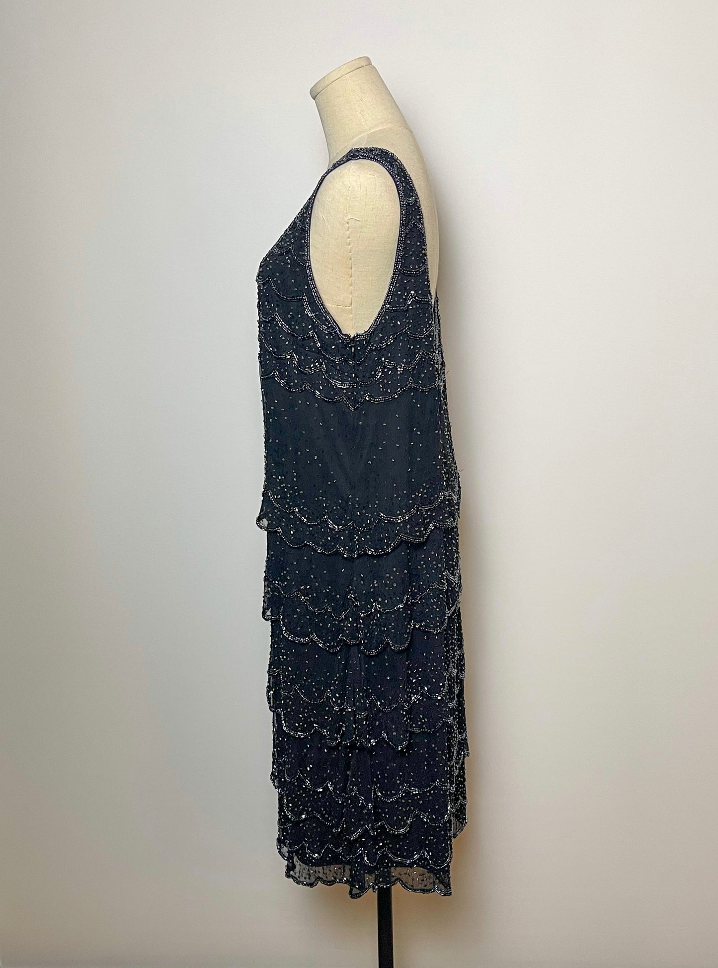 90’s Silk Beaded Tiered Cocktail Dress (XL/1X)
