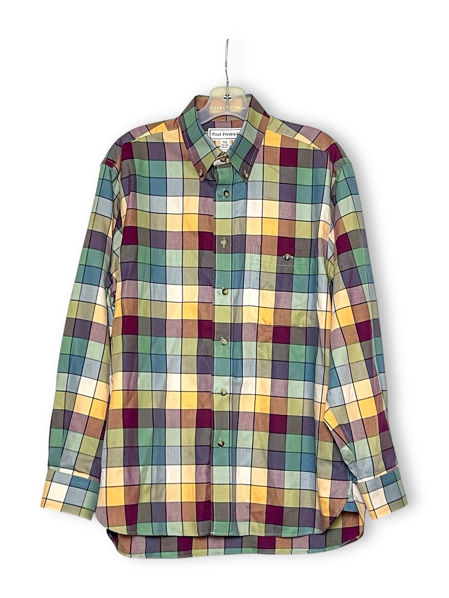 Y2K/Modern Paul Frederick Pastel Checkered Print Button Down Shirt (M/L)