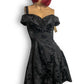 90’s Gunne Sax by Jessica McClintock Black Floral Brocade Cocktail Dress (XXS)