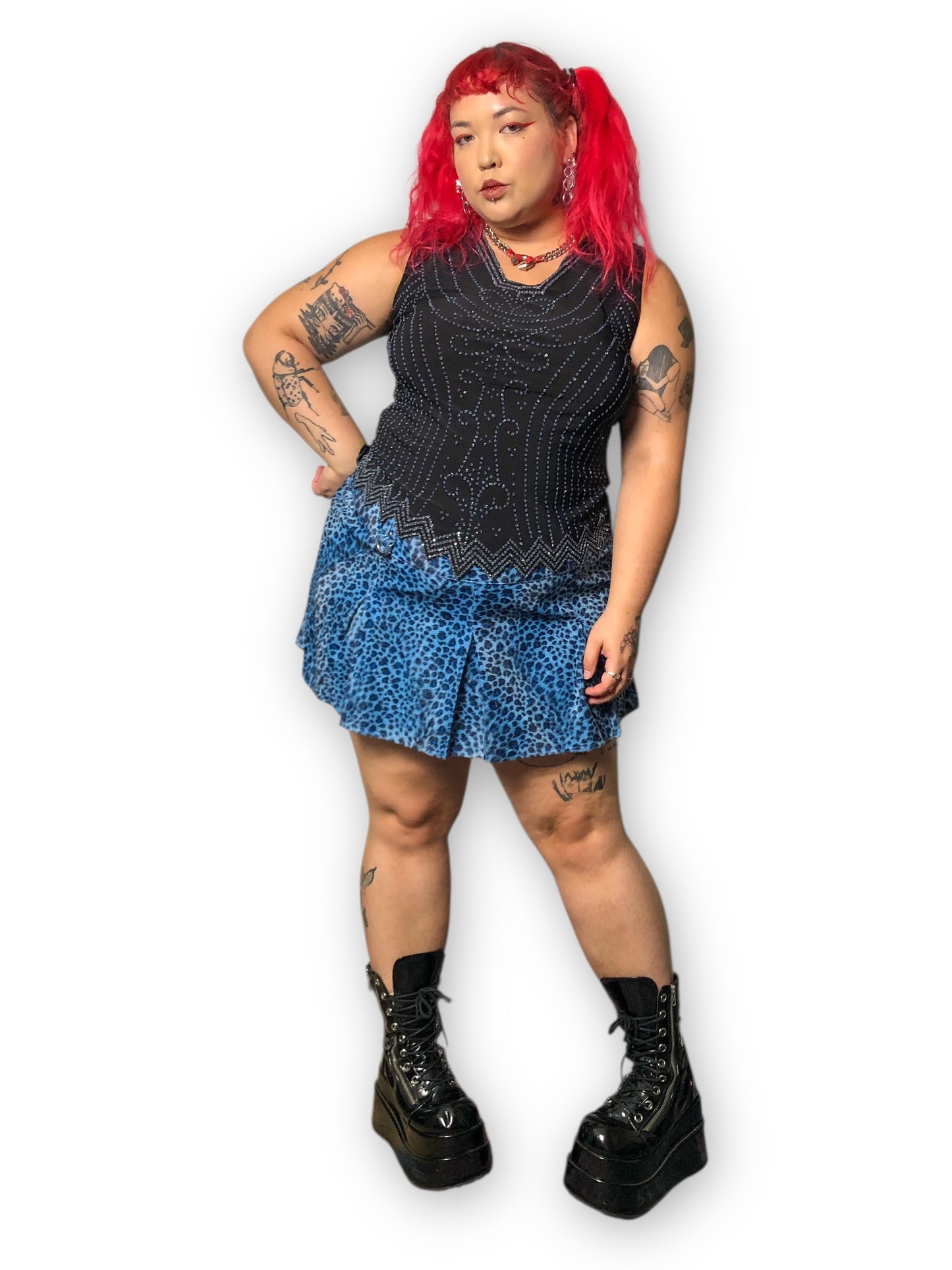 90’s/Y2K S. Levine Black Beaded Tank Top (2X)