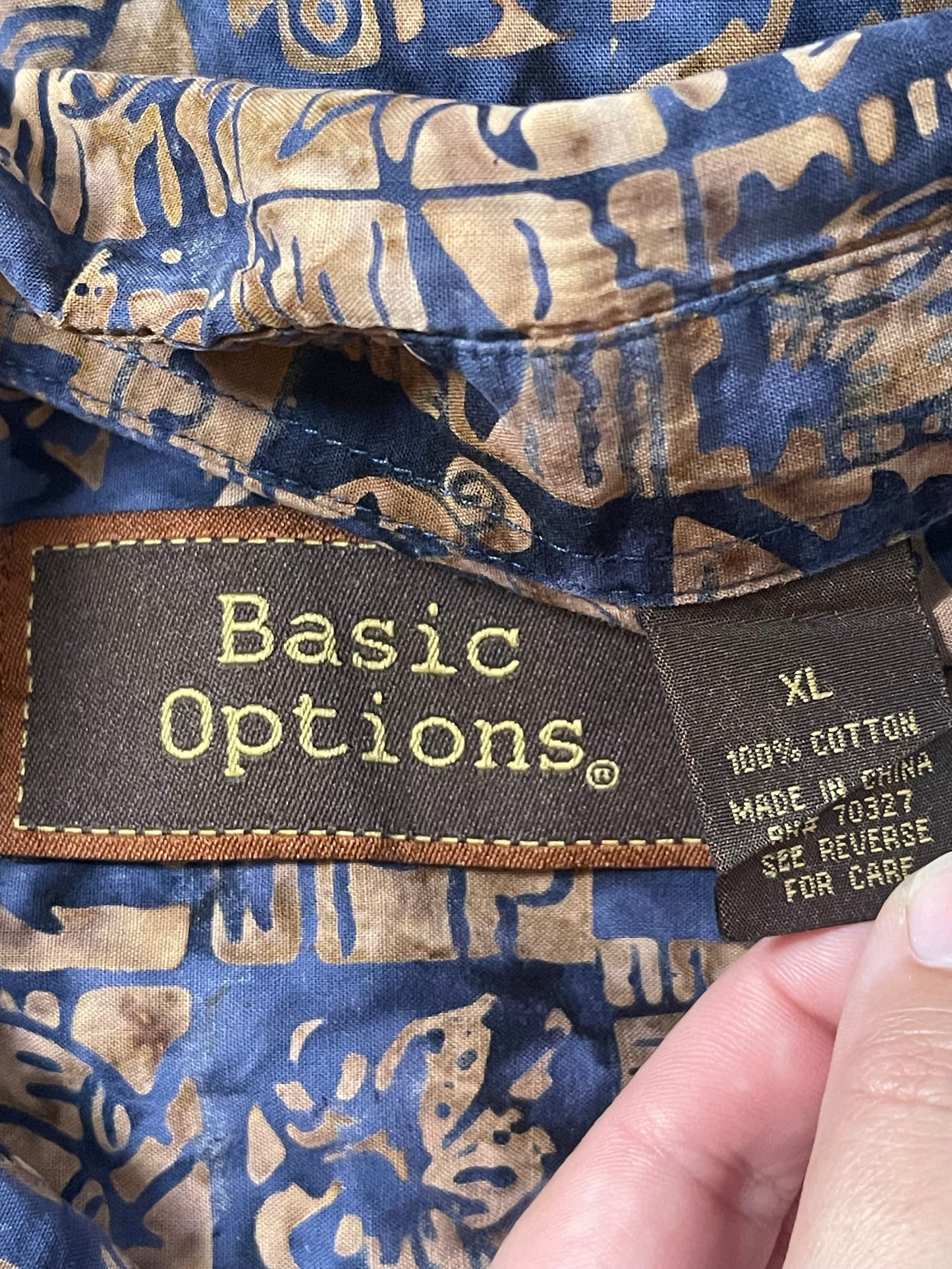 90’s Basic Options Brown and Blue Checkered Print Button Down Shirt (XL/1X/2X)