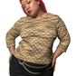 90’s/Y2K Kathie Lee Tan Chenille Embroidered Long Sleeve Top (XL)