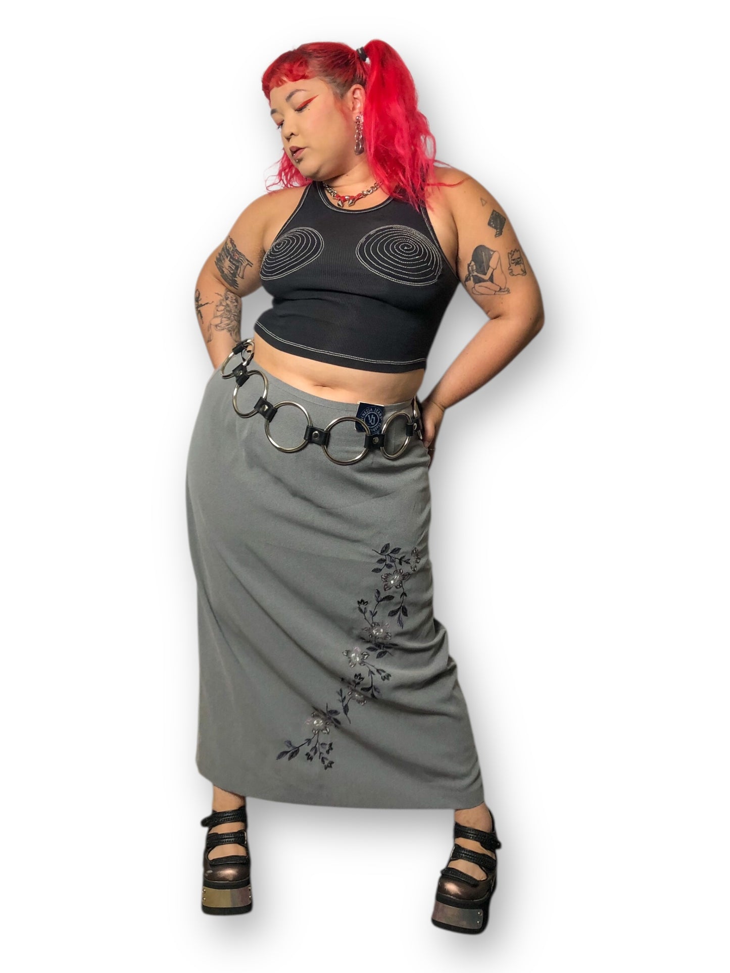 90’s/Y2K Venezia Jeans Clothing Co Gray Maxi Skirt (2X)