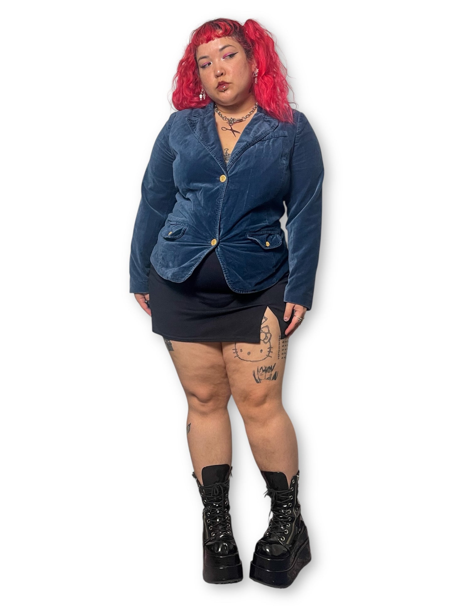 Y2K/Modern Lapis Blue Velvet Blazer (1X)