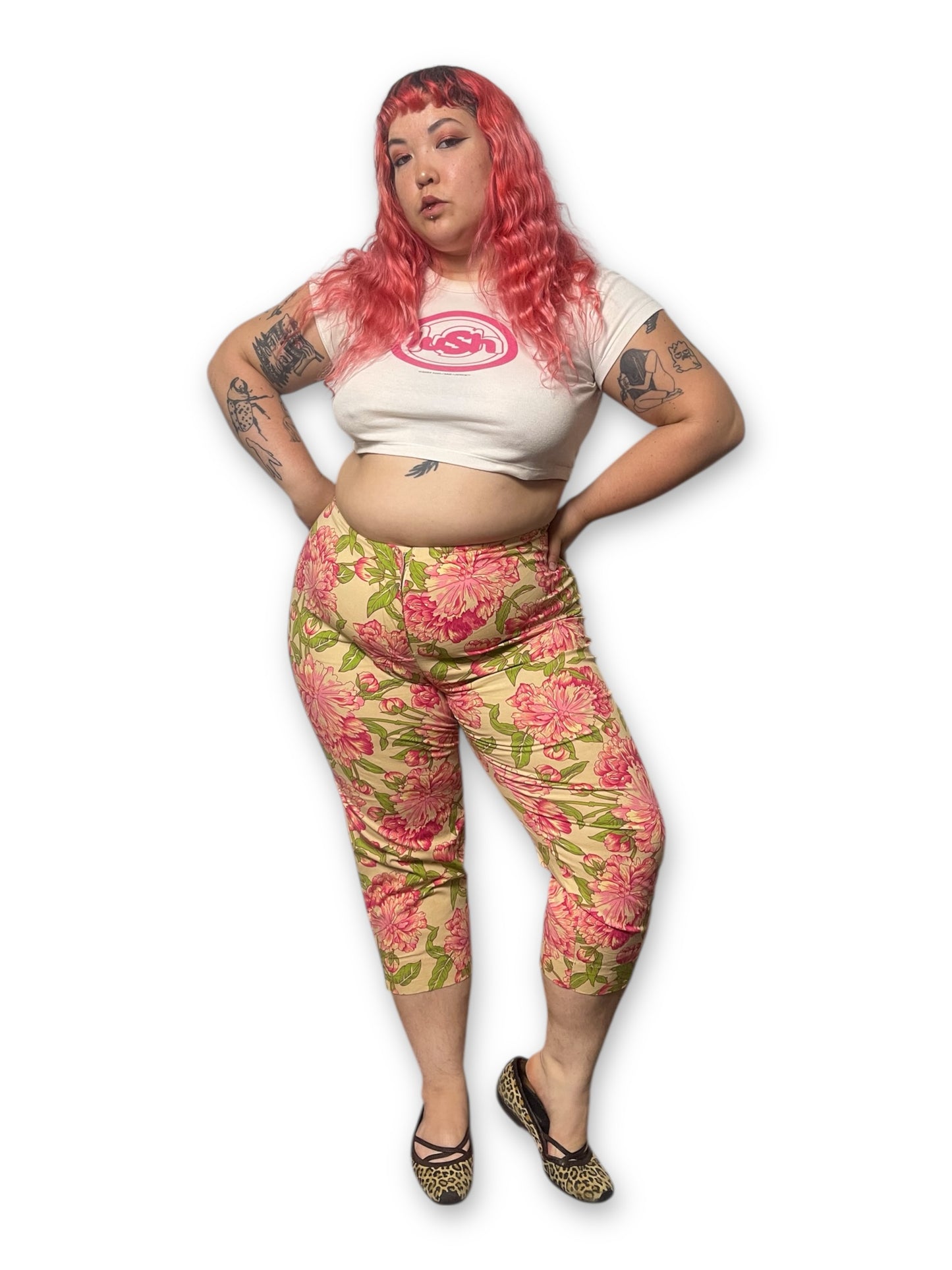 Y2K Floral Print Capri Pants (1X)