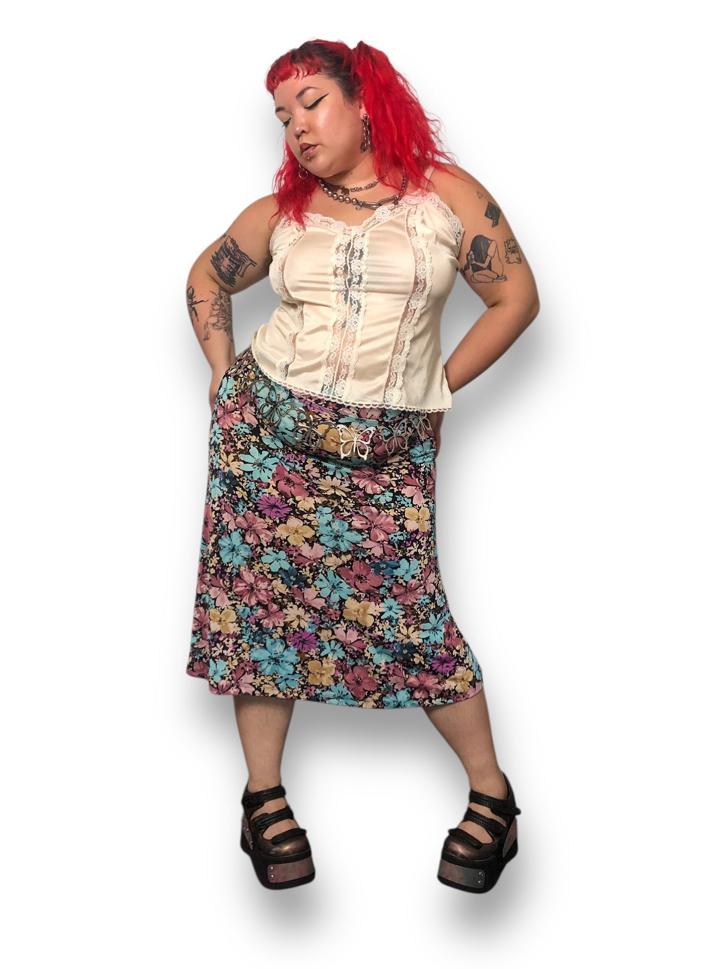 Y2K Jaclyn Smith Colorful Floral Skirt (L/XL/2X)